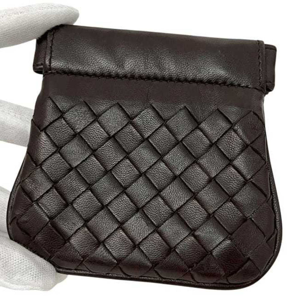 Bottega Veneta Intrecciato Brown Leather Coin Purse/Coin Case