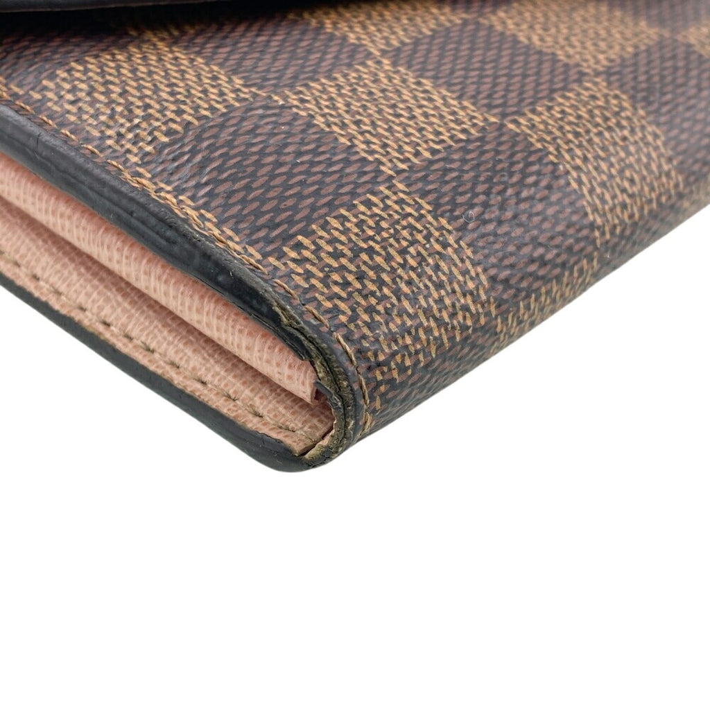 Louis Vuitton Damier Brown Rose Ballerine Leather Long Wallet