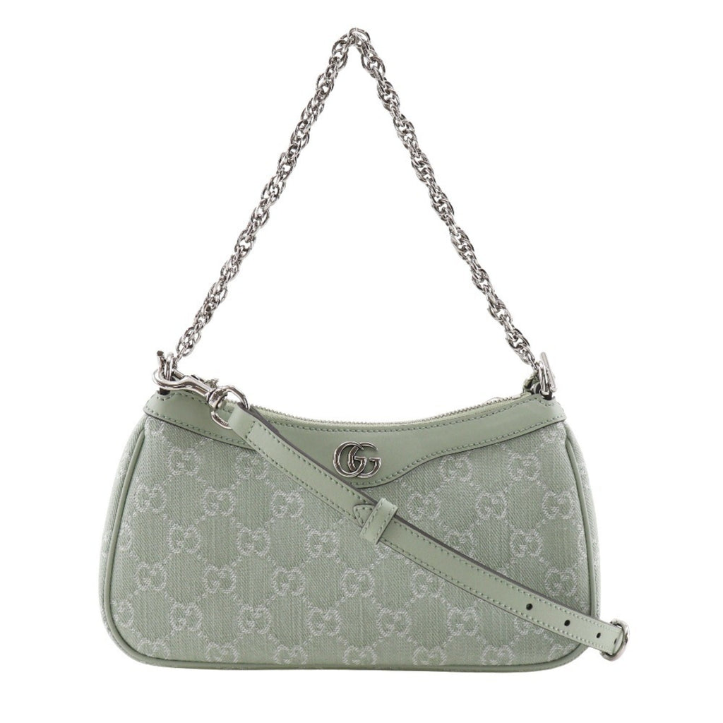 Gucci Green Pale Green Gg Canvas Shoulder Bag (Pre-Owned)