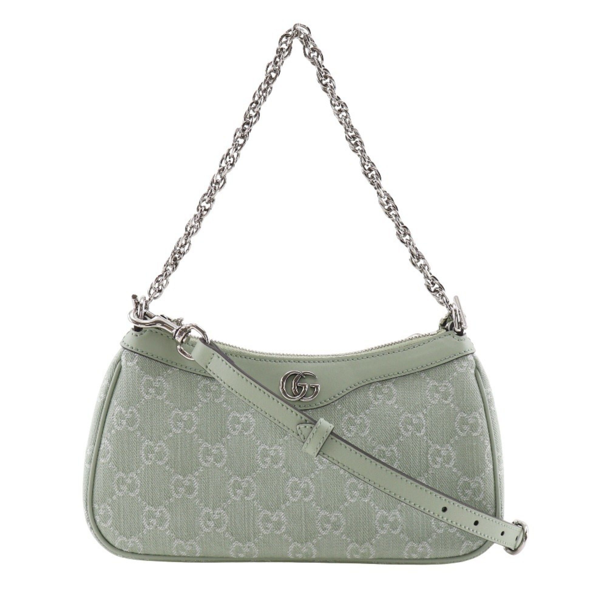 Gucci Green Pale Green Gg Canvas Shoulder Bag (Pre-Owned)