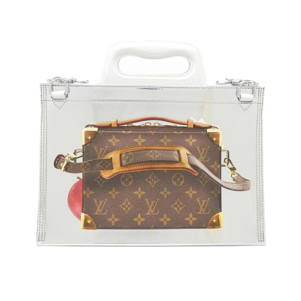 Louis Vuitton Marron Silver Coated Canvas Handbag