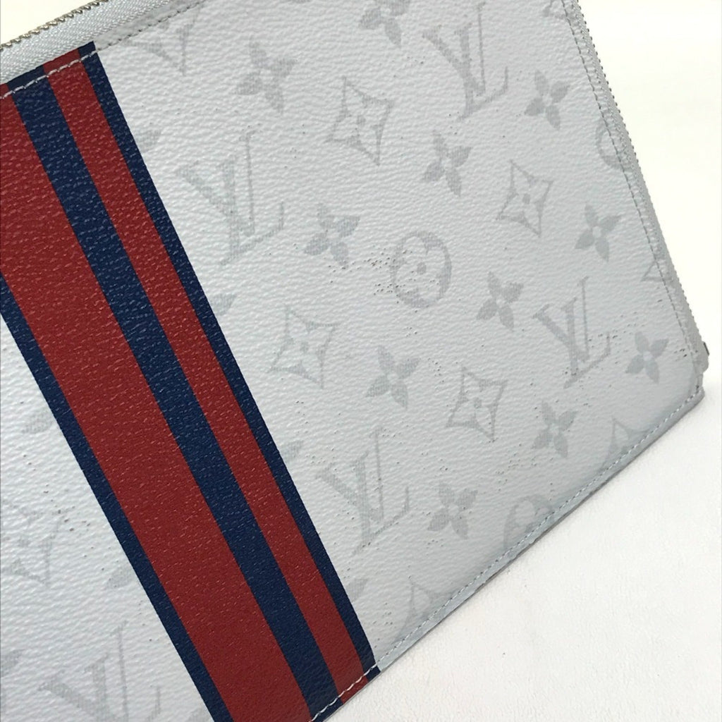 Louis Vuitton Blue Red Color White Monogram Clutch Bag Pochette