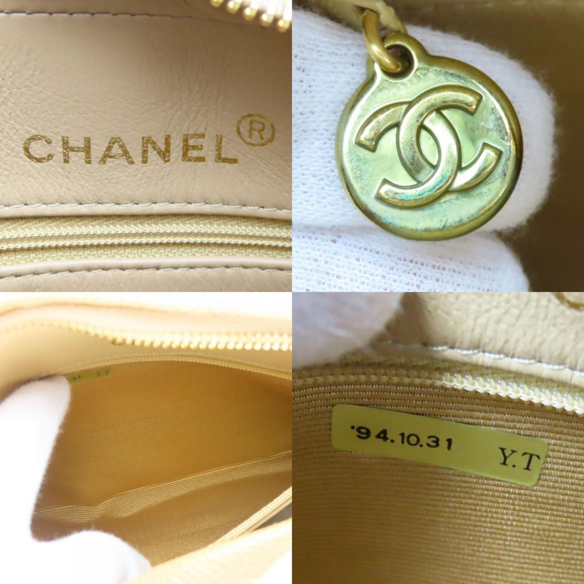 Chanel Beige Grained Calfskin Shoulder Bag