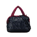 Chanel Navy Pink Nylon Wool Handbag Shoulder Bag