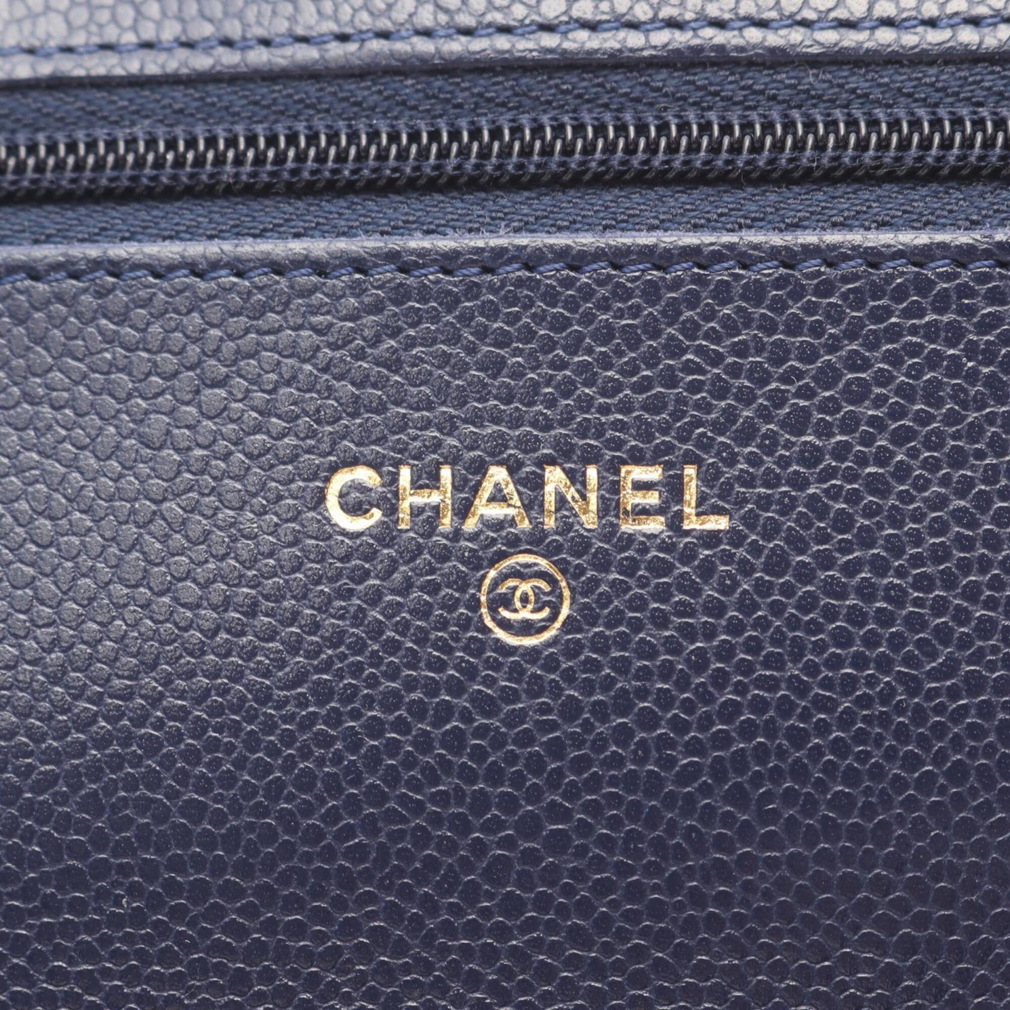 Chanel Navy Grained Calfskin Handbag Shoulder Bag