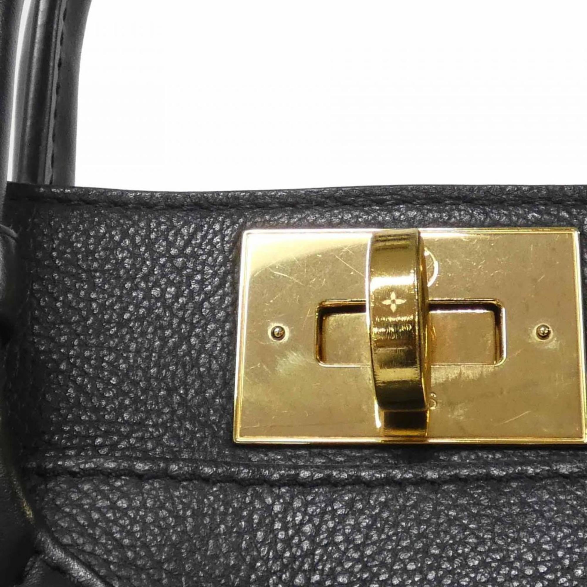 Louis Vuitton Black Leather Coated Canvas Handbag