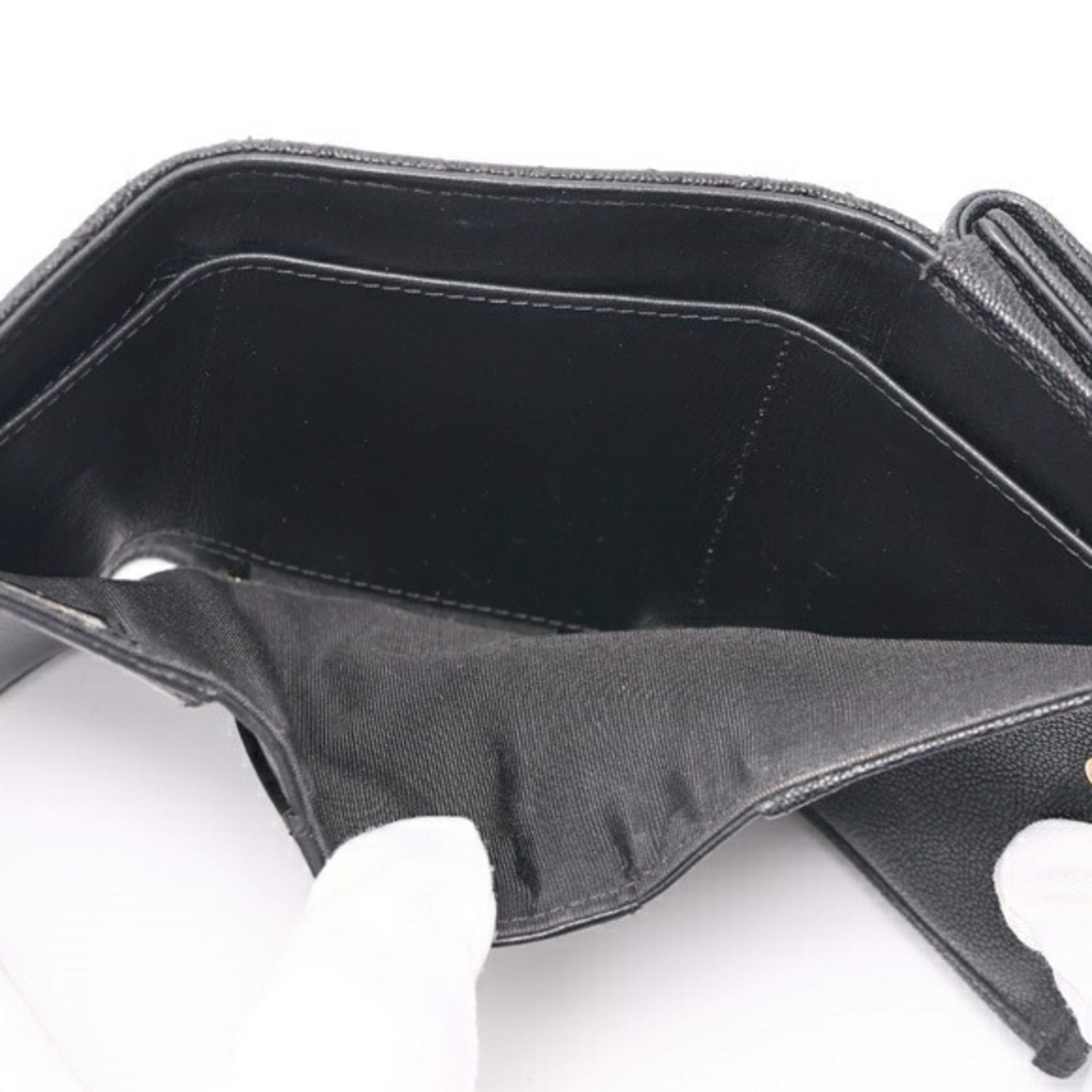 Chanel Black Grained Calfskin Wallet (Tri-Fold)