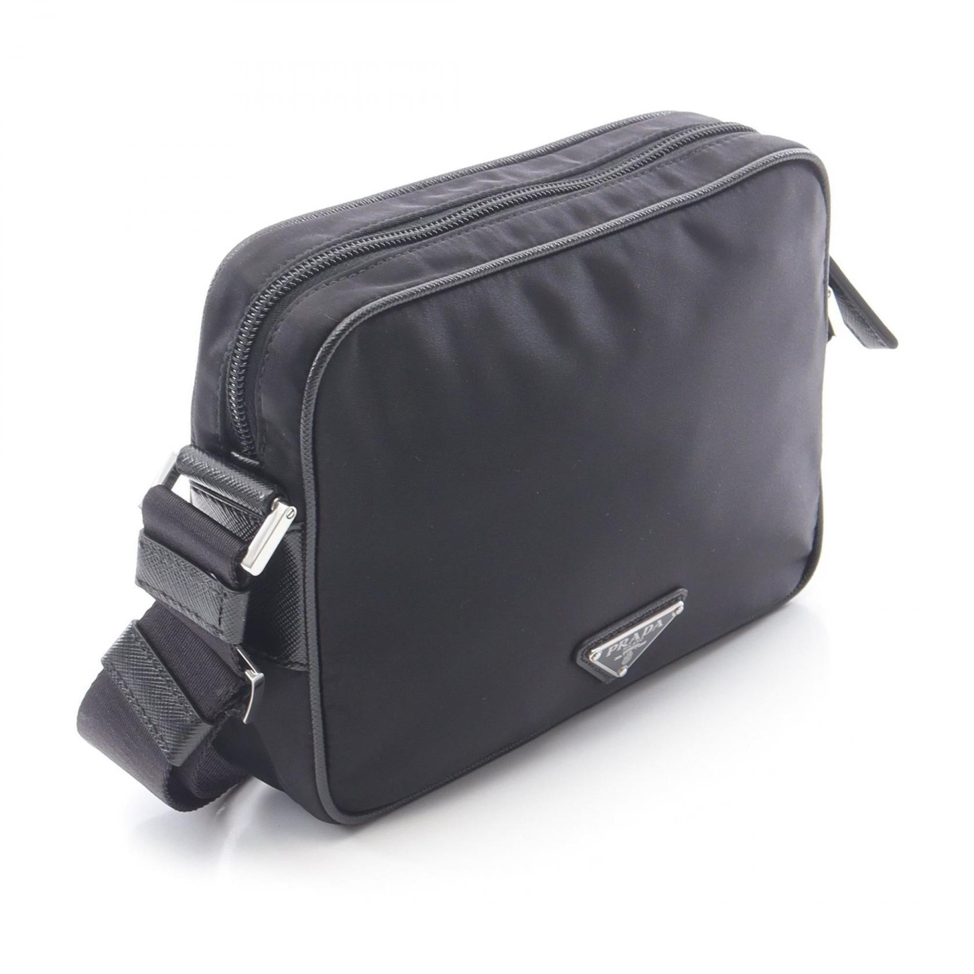 Prada Black Nylon Leather Shoulder Bag