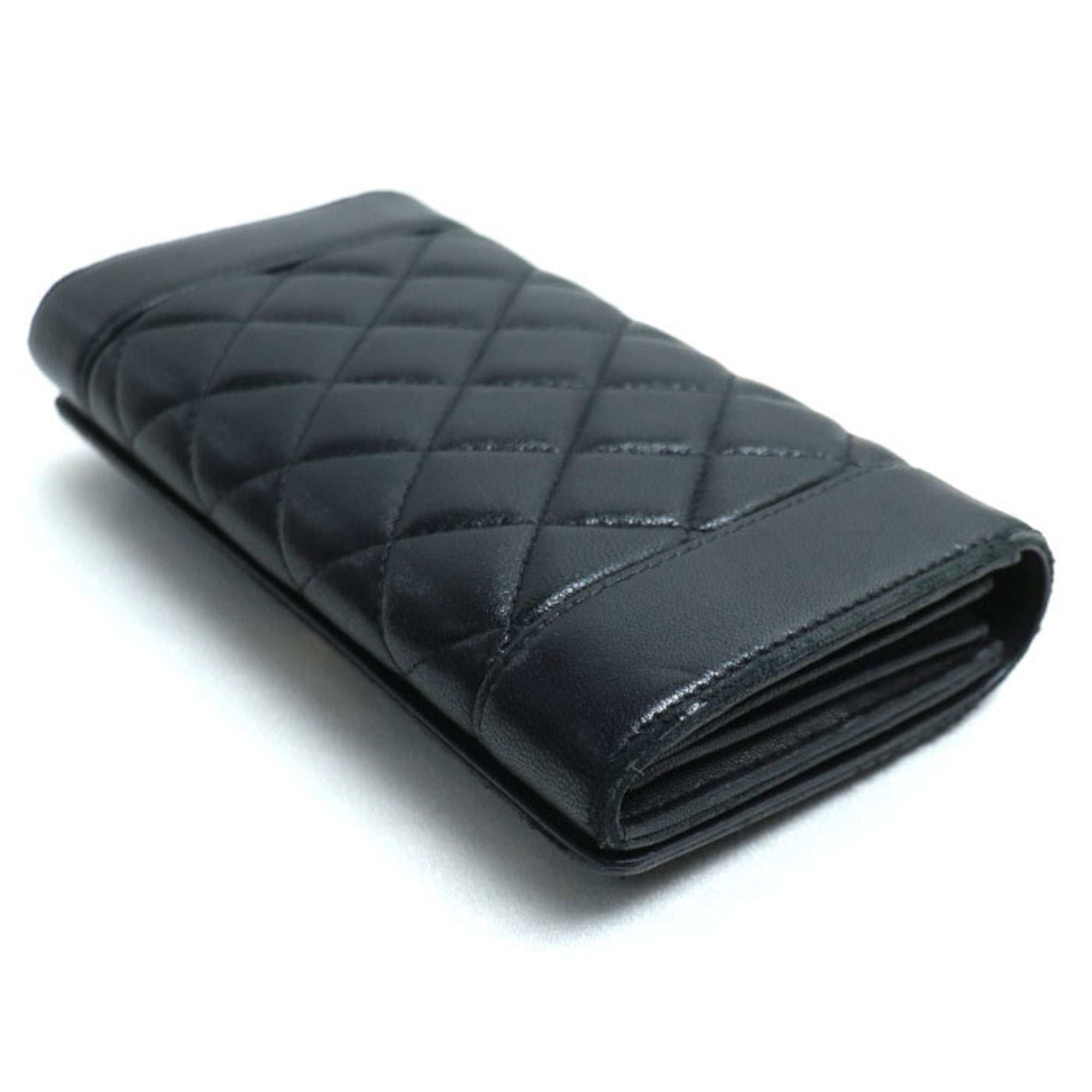 Chanel Black Leather Long Wallet (Bi-Fold)