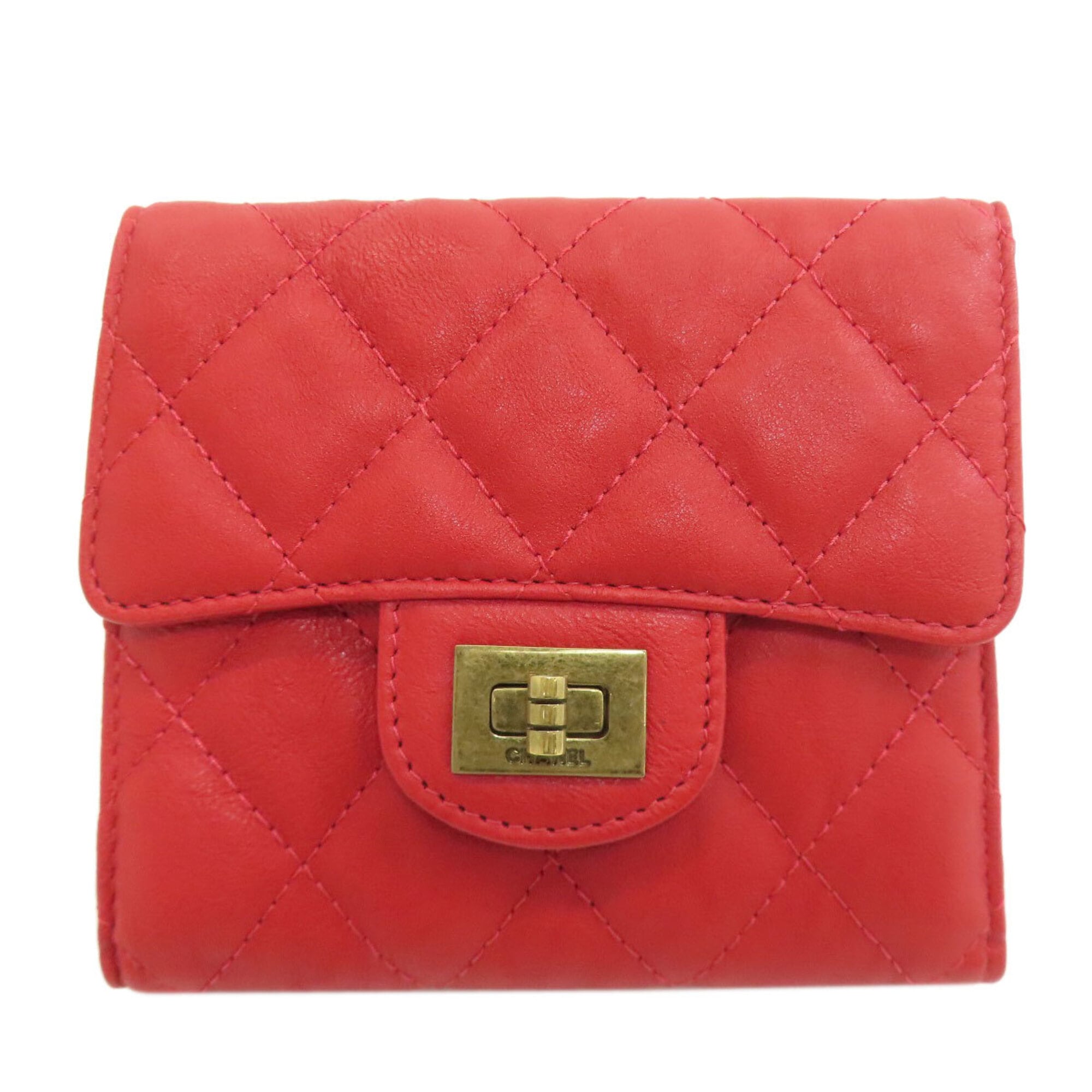 Chanel Red Color Leather Wallet (Bi-Fold)