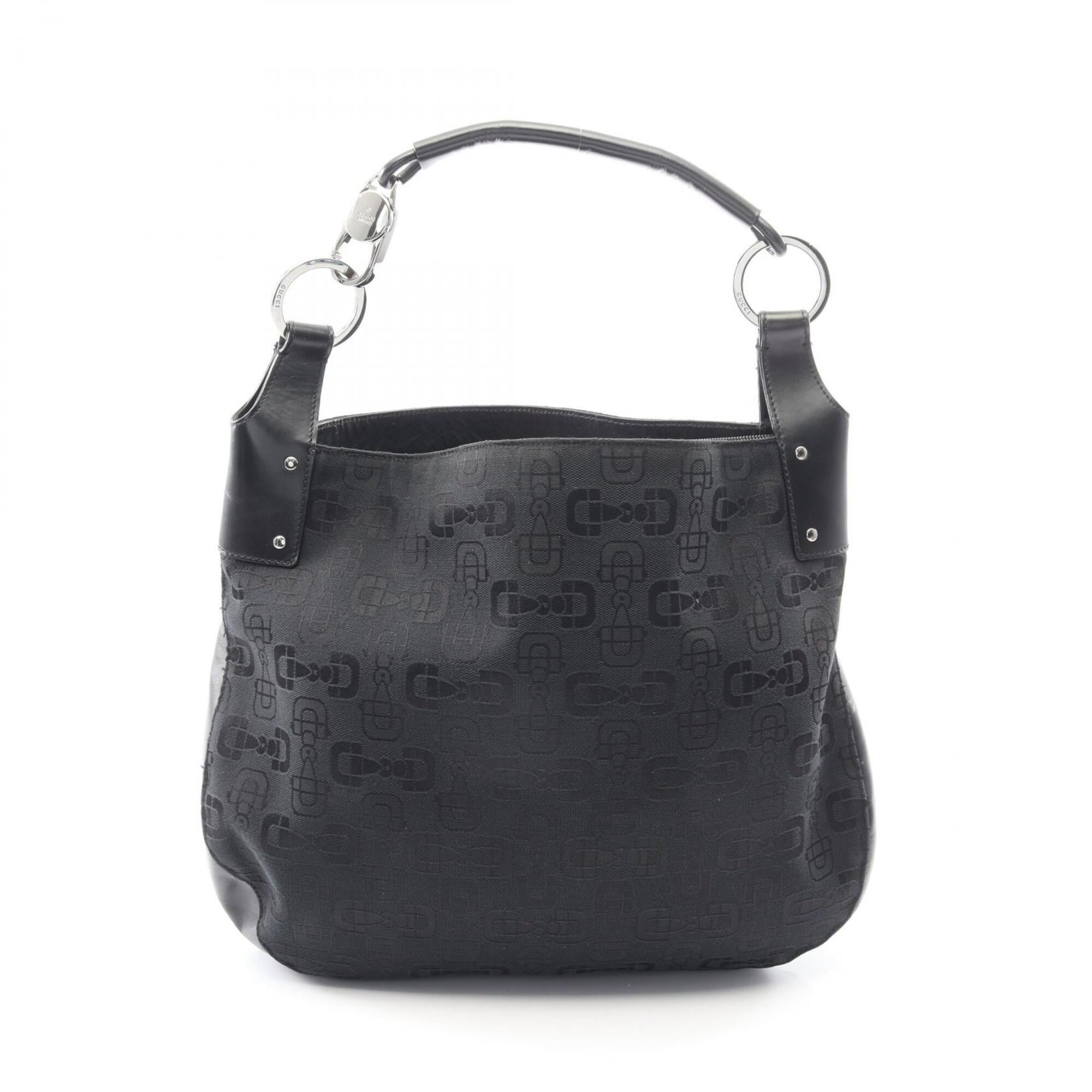 Gucci Black Canvas Leather Handbag Shoulder Bag (Pre-Owned)