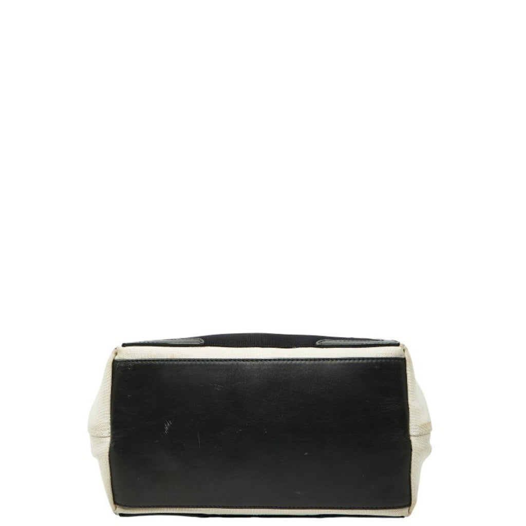 Balenciaga Black White Canvas Leather Handbag Pouch Tote
