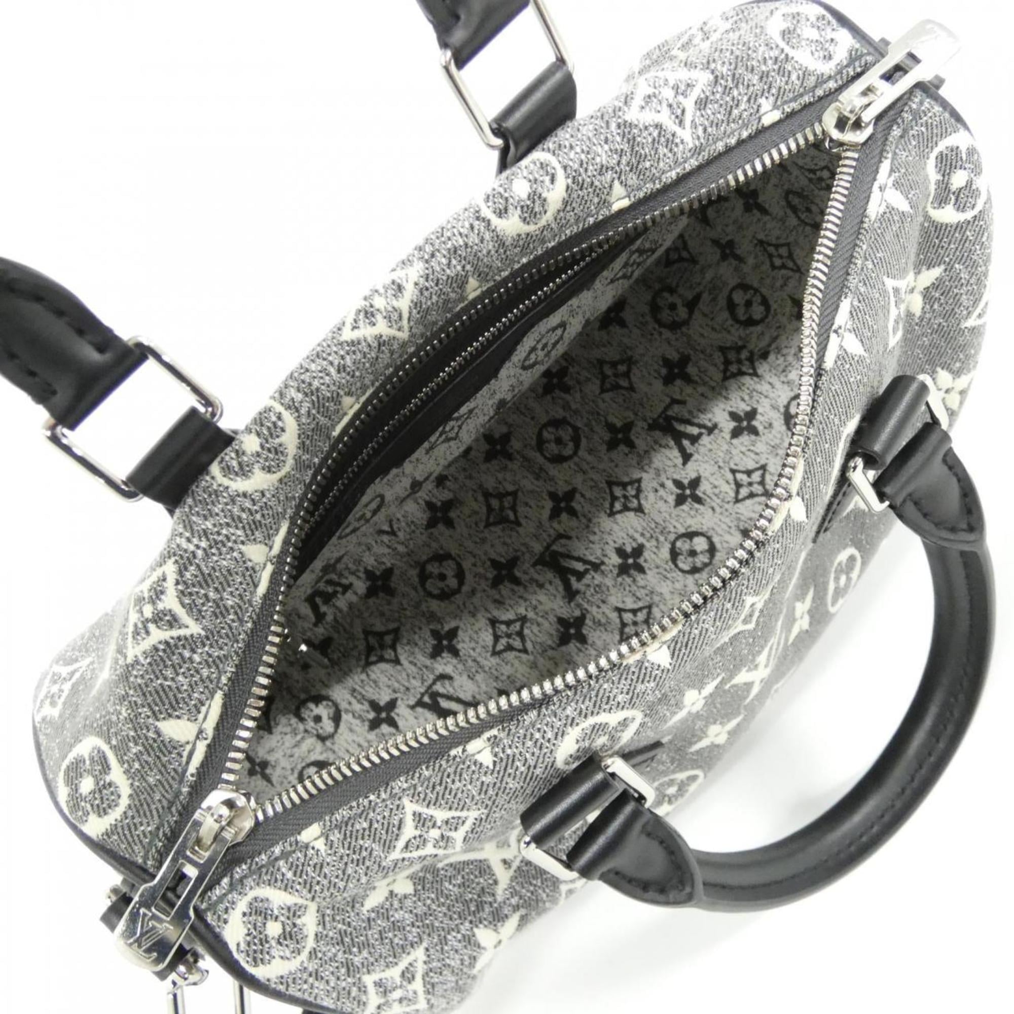 Louis Vuitton Black Gray White Canvas Boston Bag