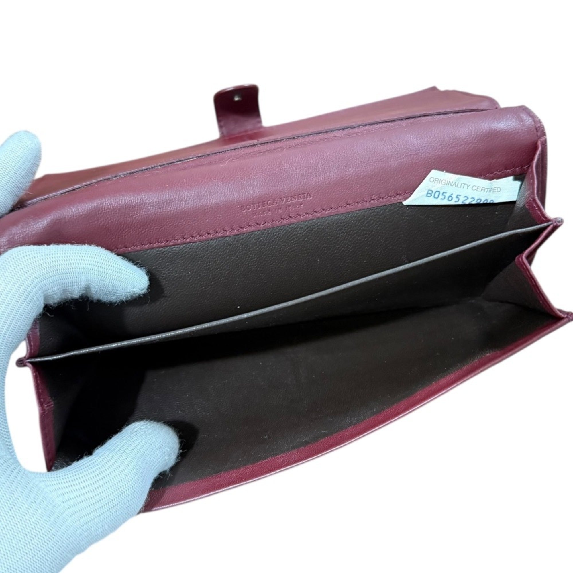 Bottega Veneta Bordeaux Intrecciato Long Wallet (Bi-Fold)