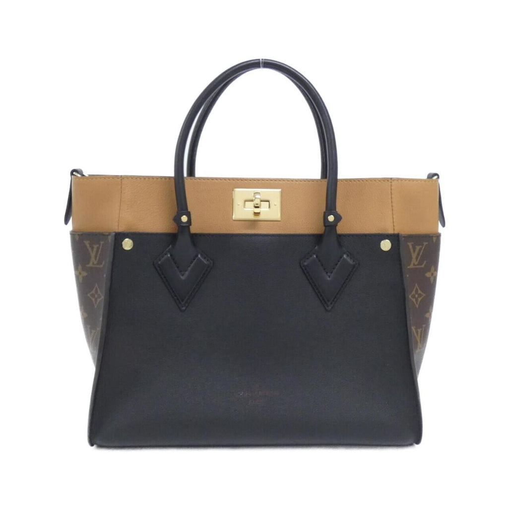 Louis Vuitton Black Leather Coated Canvas Handbag