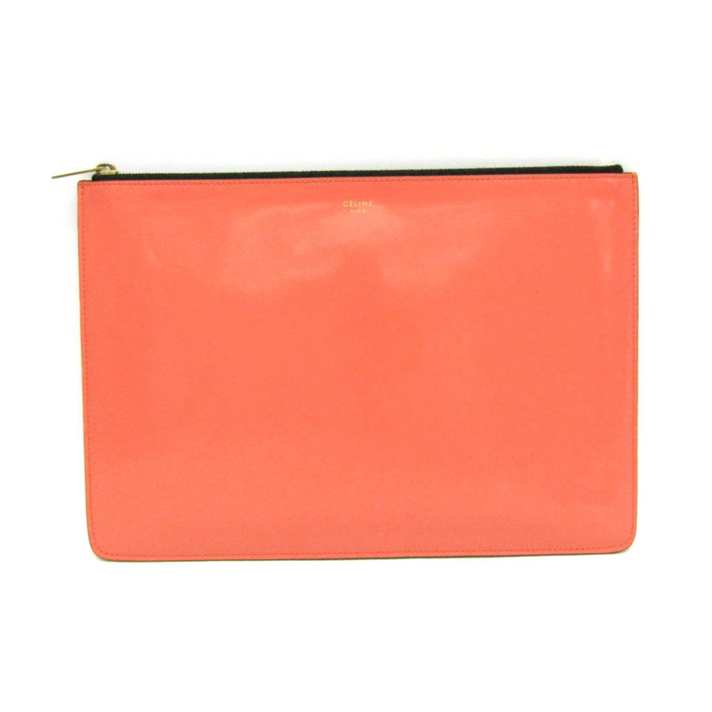 Celine Salmon Pink Leather Clutch Bag