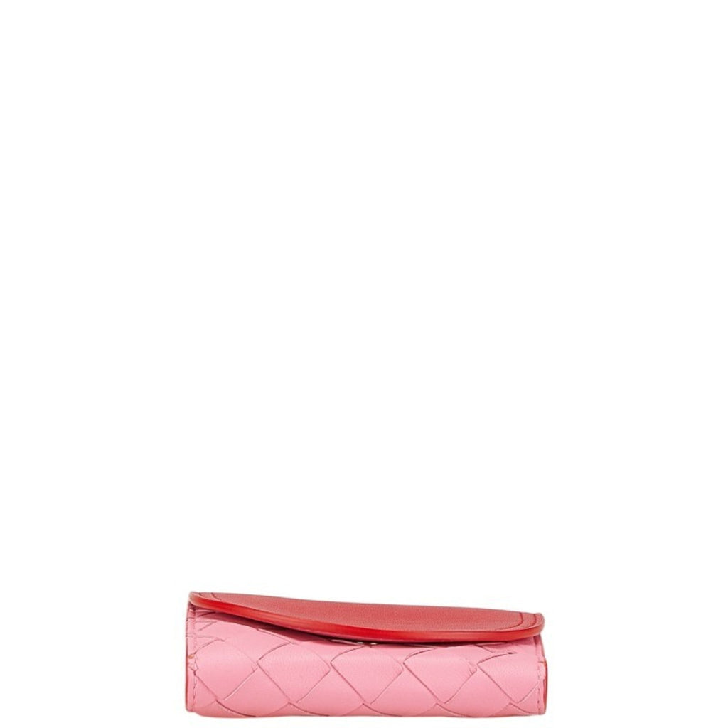 Bottega Veneta Pink Red Color Leather Wallet (Bi-Fold)