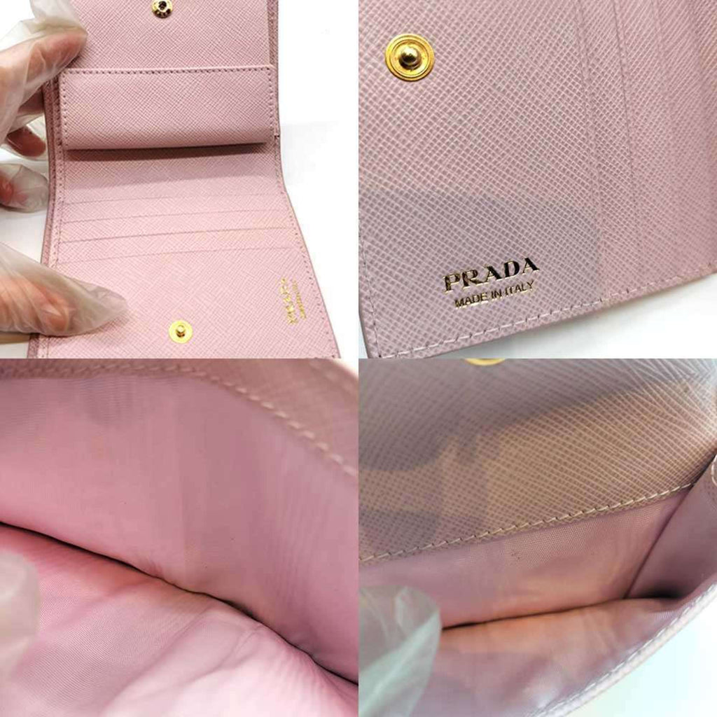 Prada Saffiano Pink Embossed Wallet (Bi-Fold)