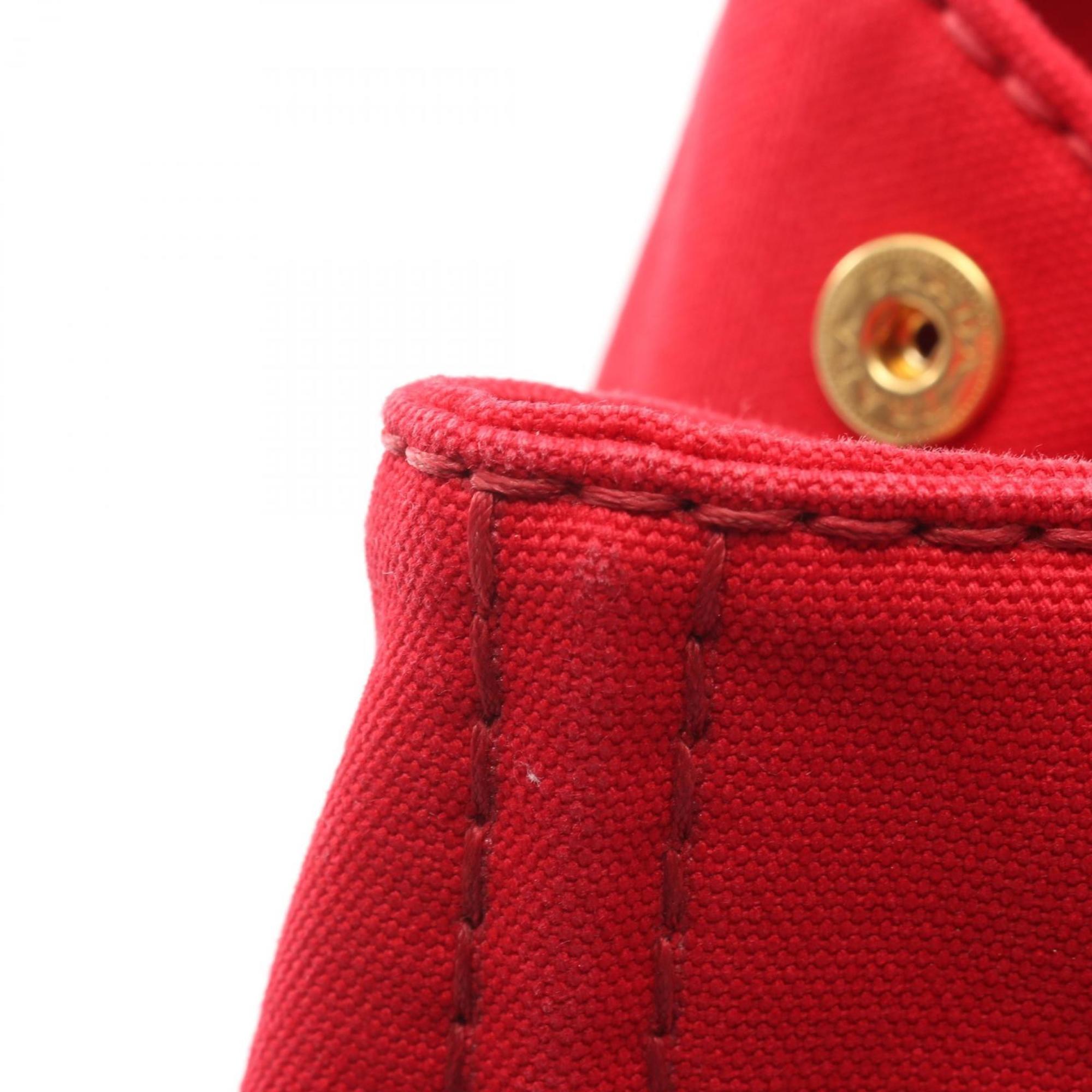 Prada Red Color Canvas Tote Bag