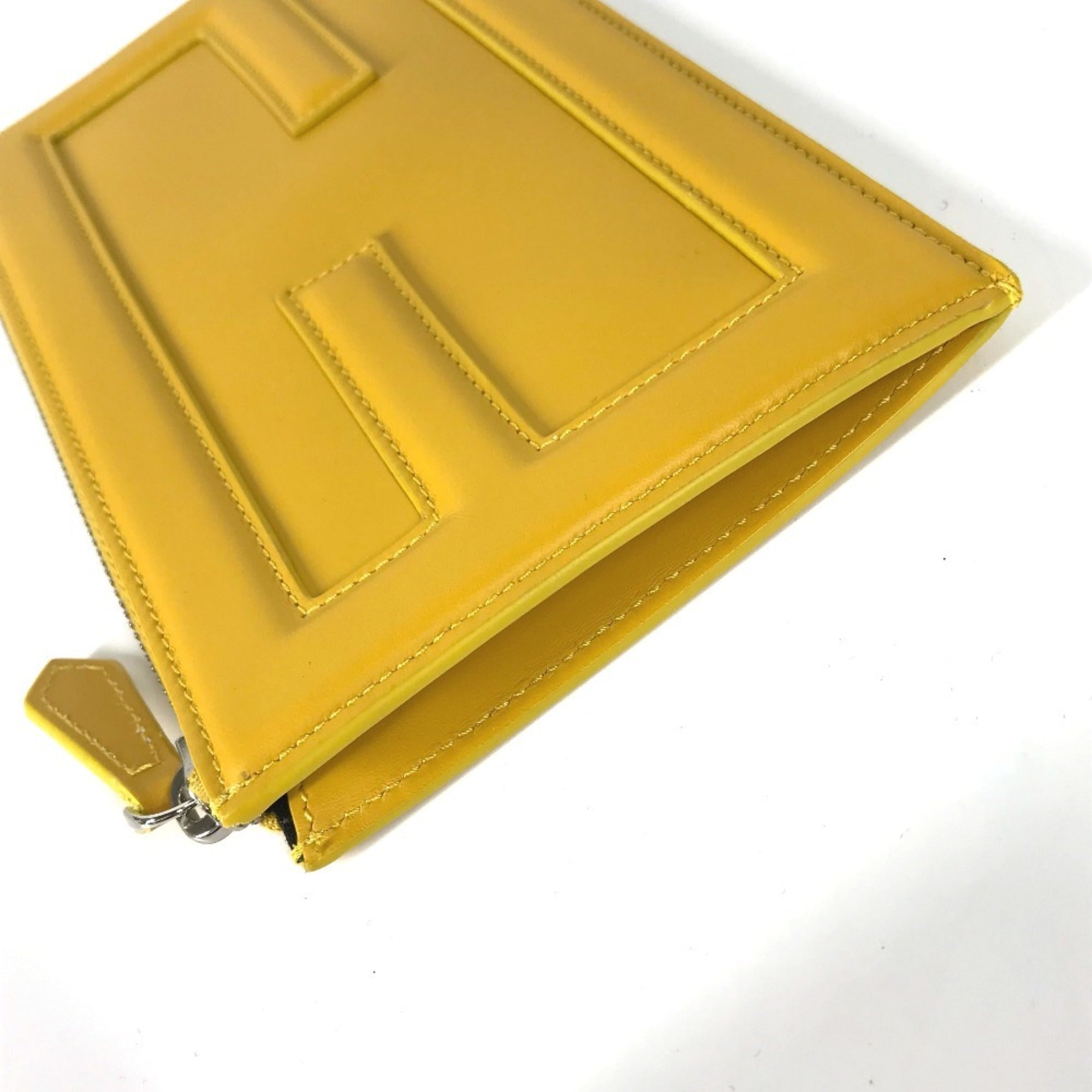 Fendi Yellow Leather Clutch Bag Pouch
