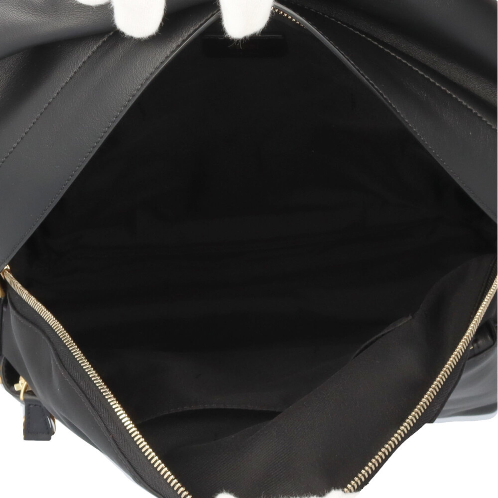 Fendi Black Nylon Leather Backpack