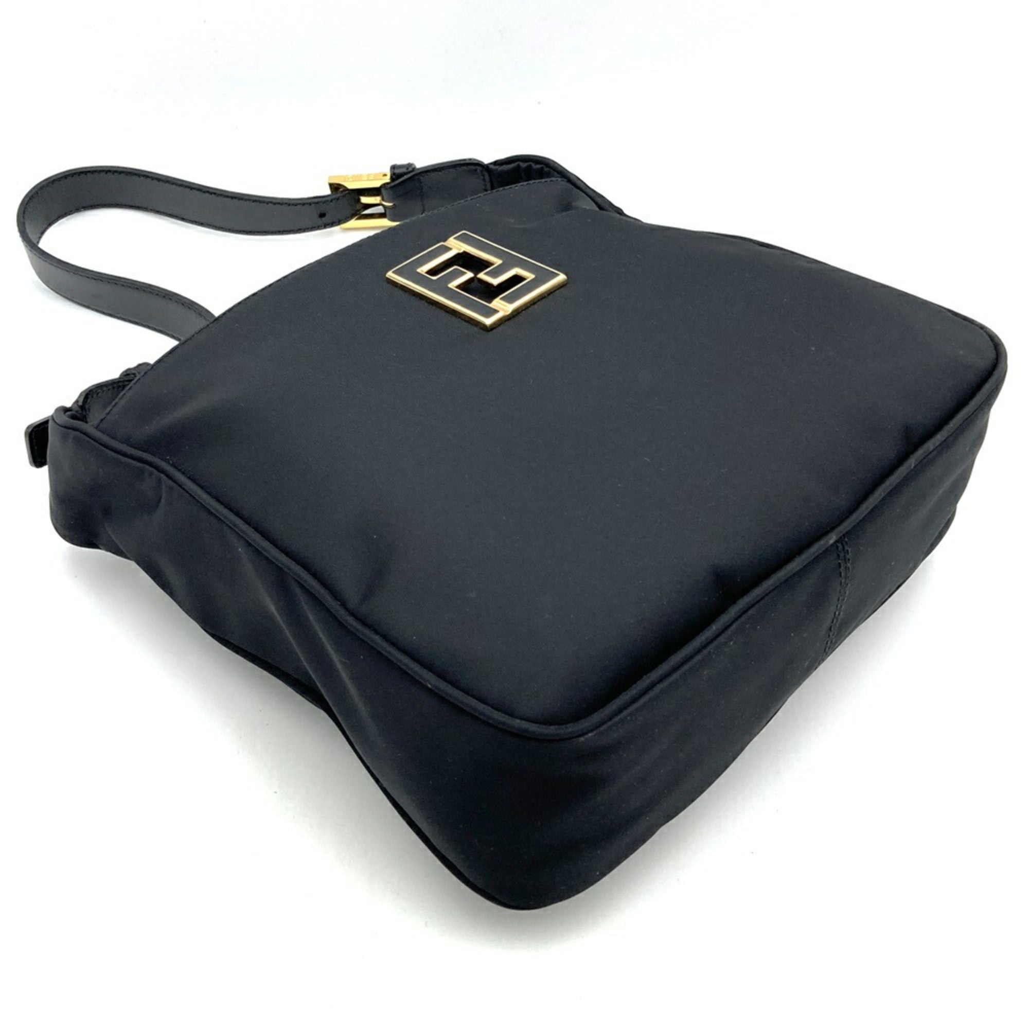 Fendi Black Nylon Leather Shoulder Bag