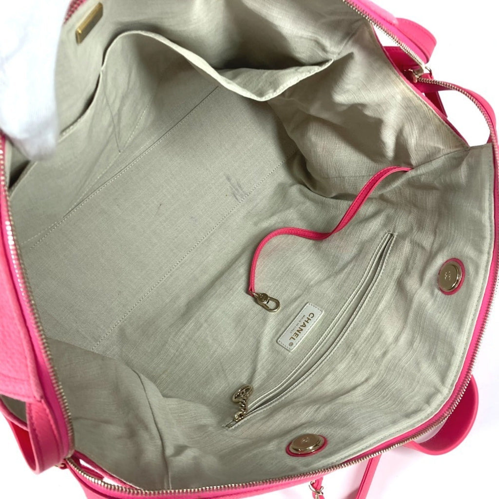 Chanel Pink Canvas Boston Bag Handbag Shoulder Bag