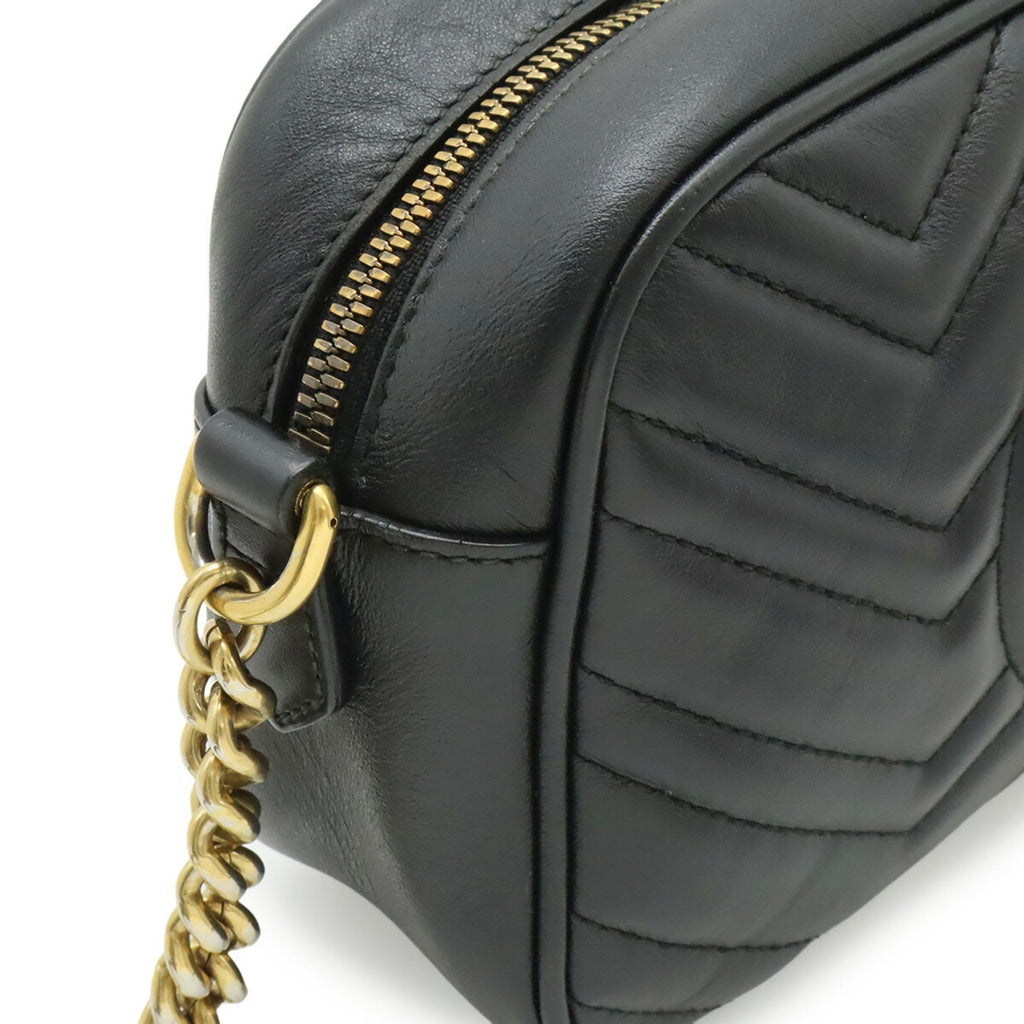 Gucci Gg Marmont Black Leather Shoulder Bag (Pre-Owned)