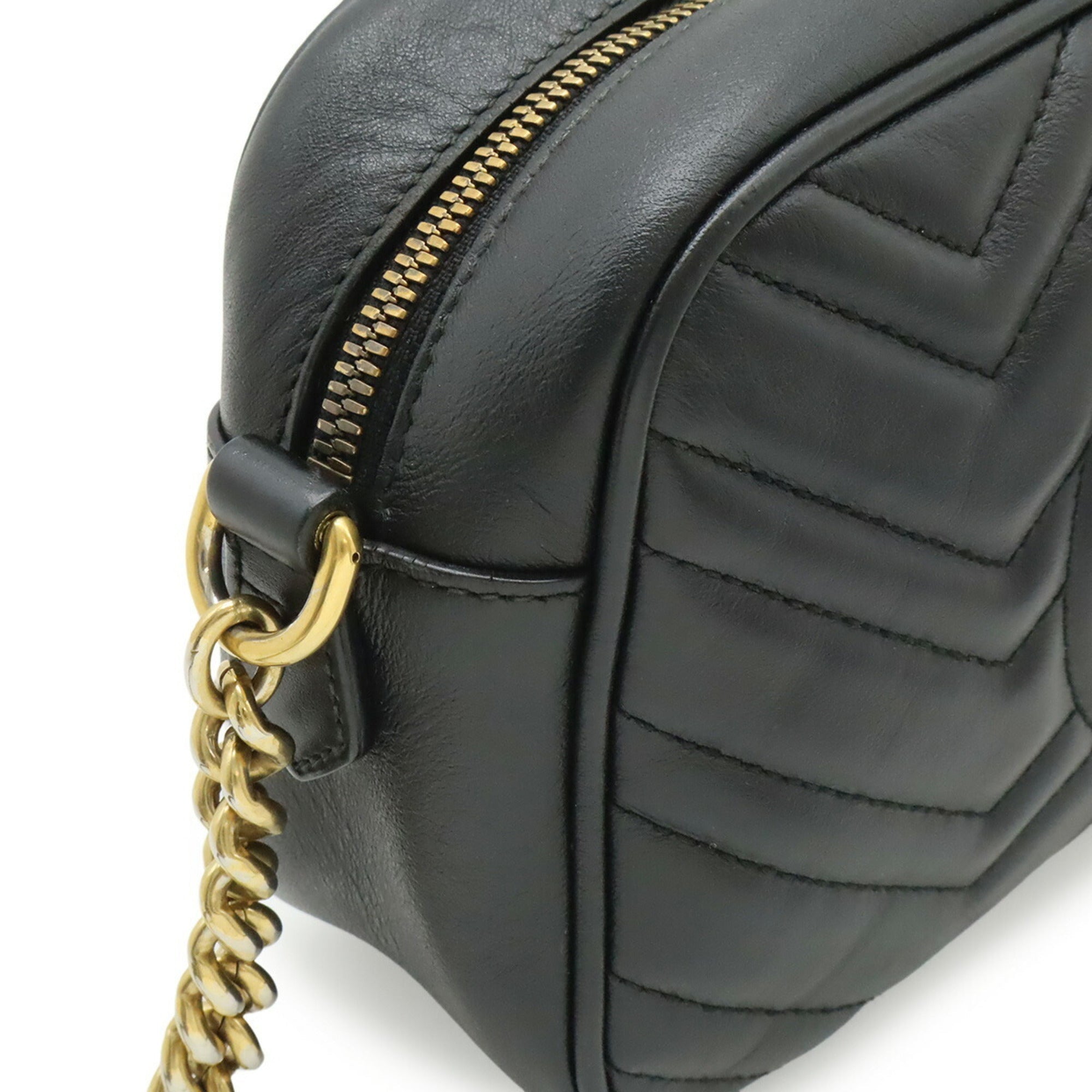 Gucci Gg Marmont Black Leather Shoulder Bag (Pre-Owned)