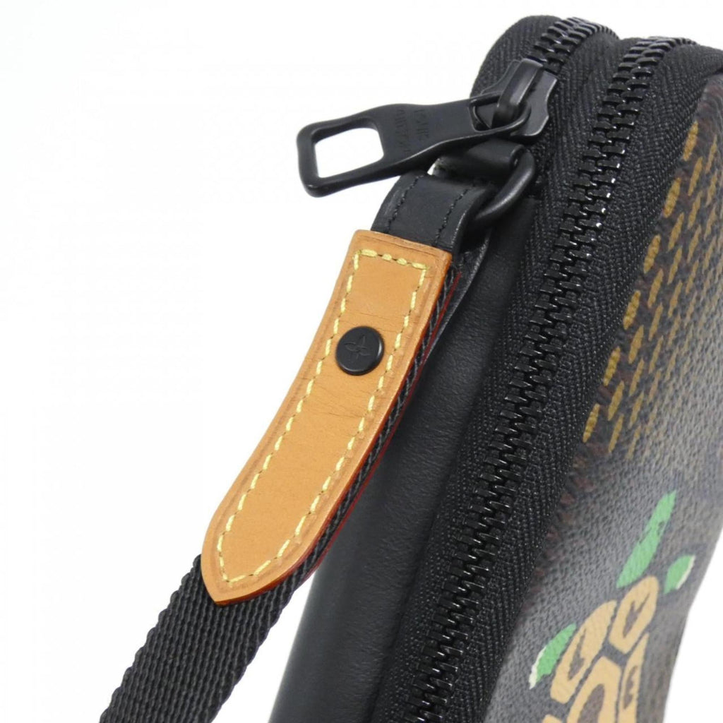 Louis Vuitton Black Brown Coated Canvas Phone Wallet