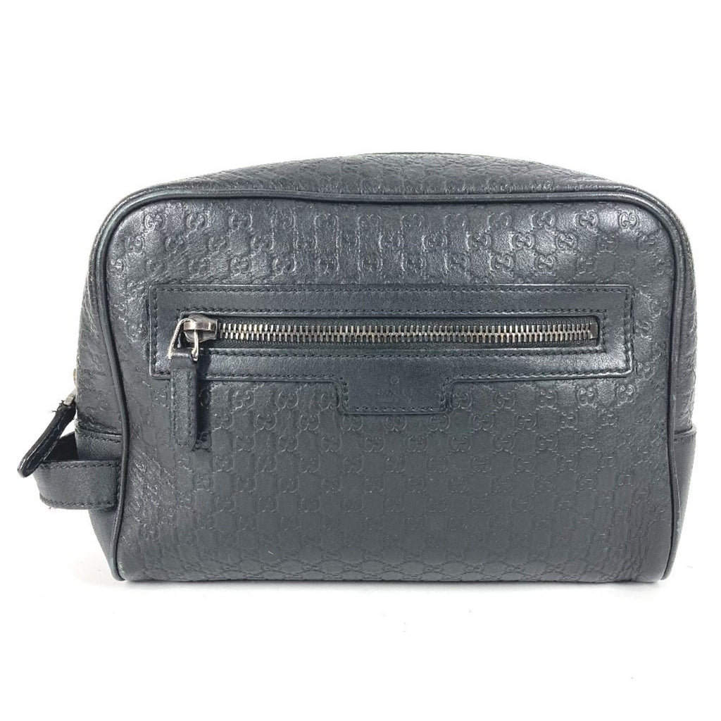 Gucci Guccissima Black Gg Leather Clutch Bag Handbag (Pre-Owned)