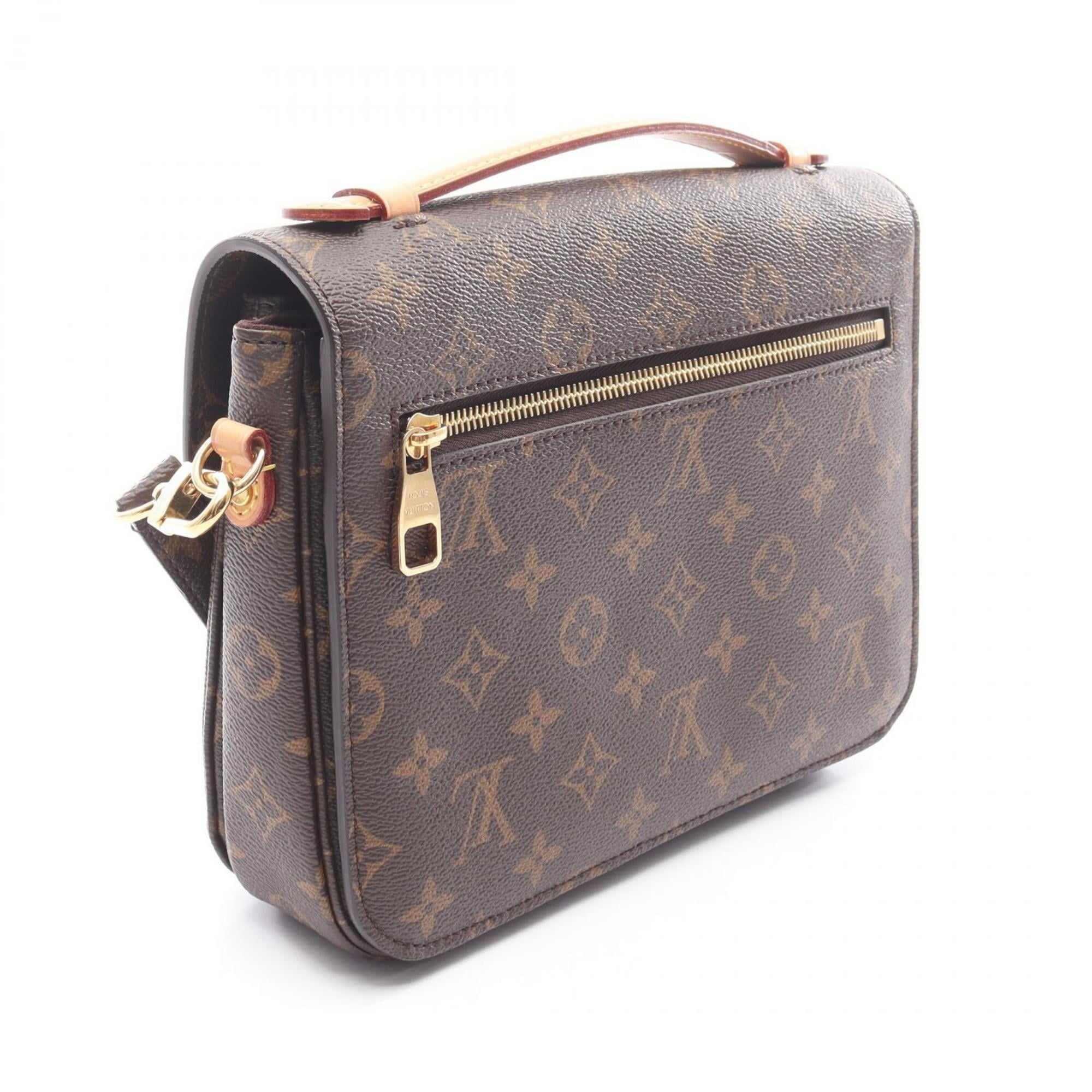Louis Vuitton Brown Coated Canvas Leather Handbag Pochette