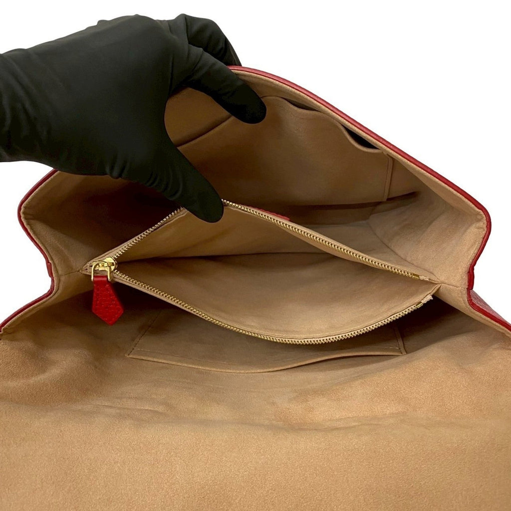 Louis Vuitton Red Color Leather Handbag Shoulder Bag Tote Bag