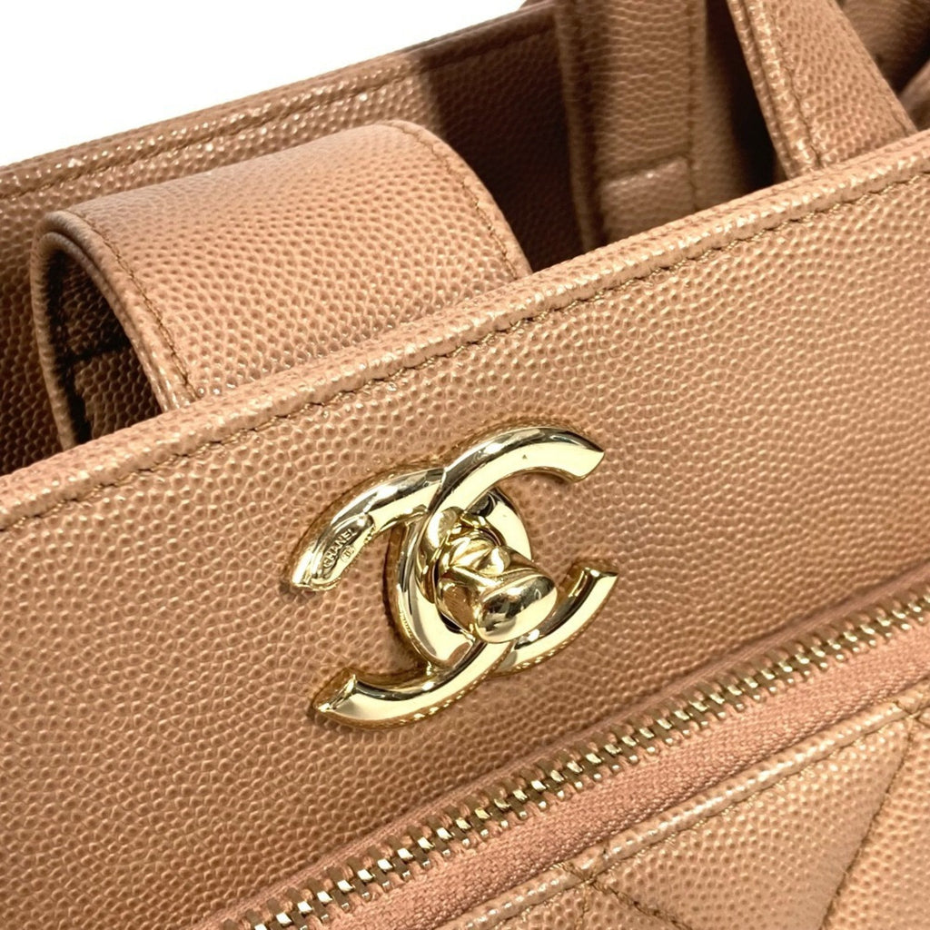 Chanel Beige Grained Calfskin Shoulder Bag Tote Bag