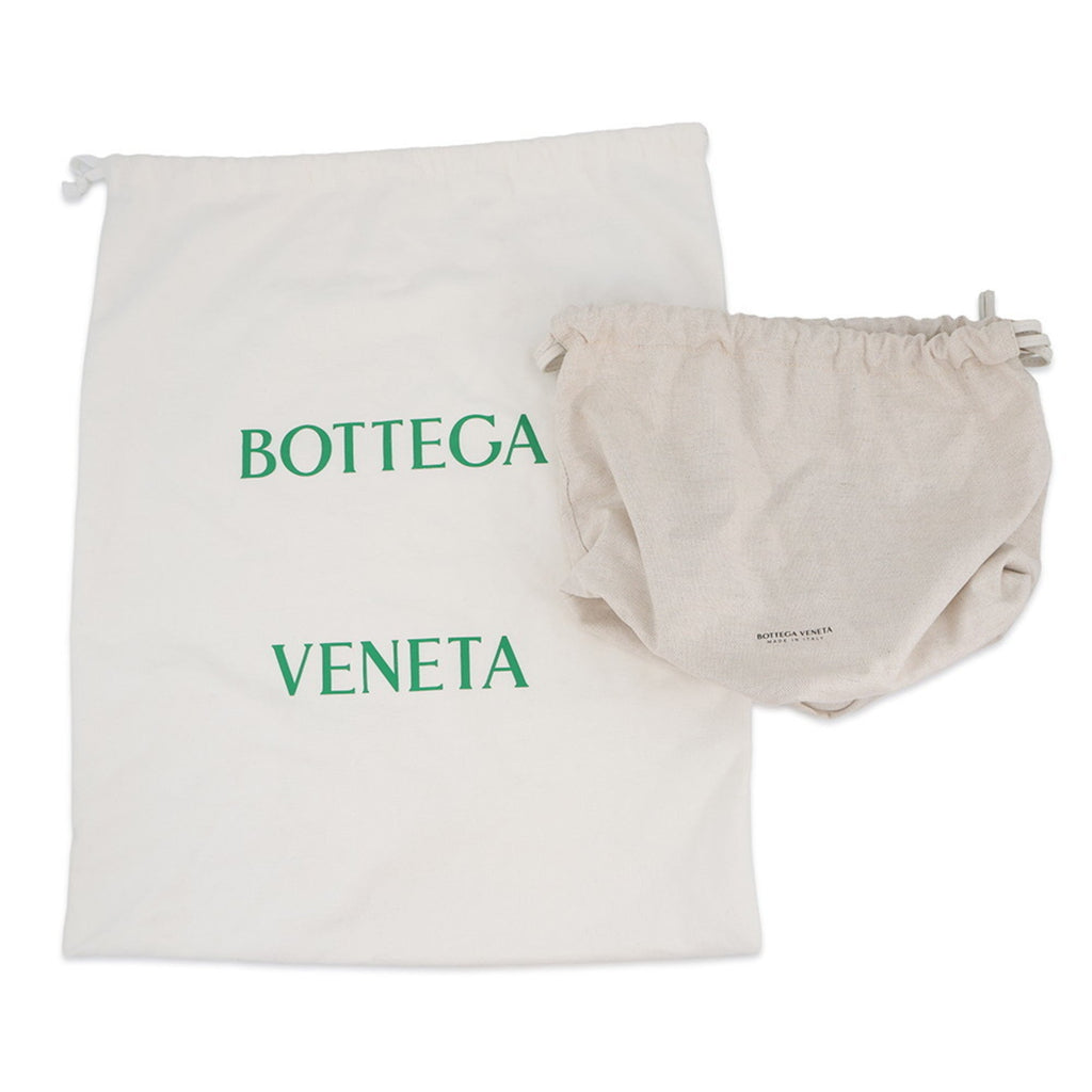 Bottega Veneta White Leather Canvas Tote Bag