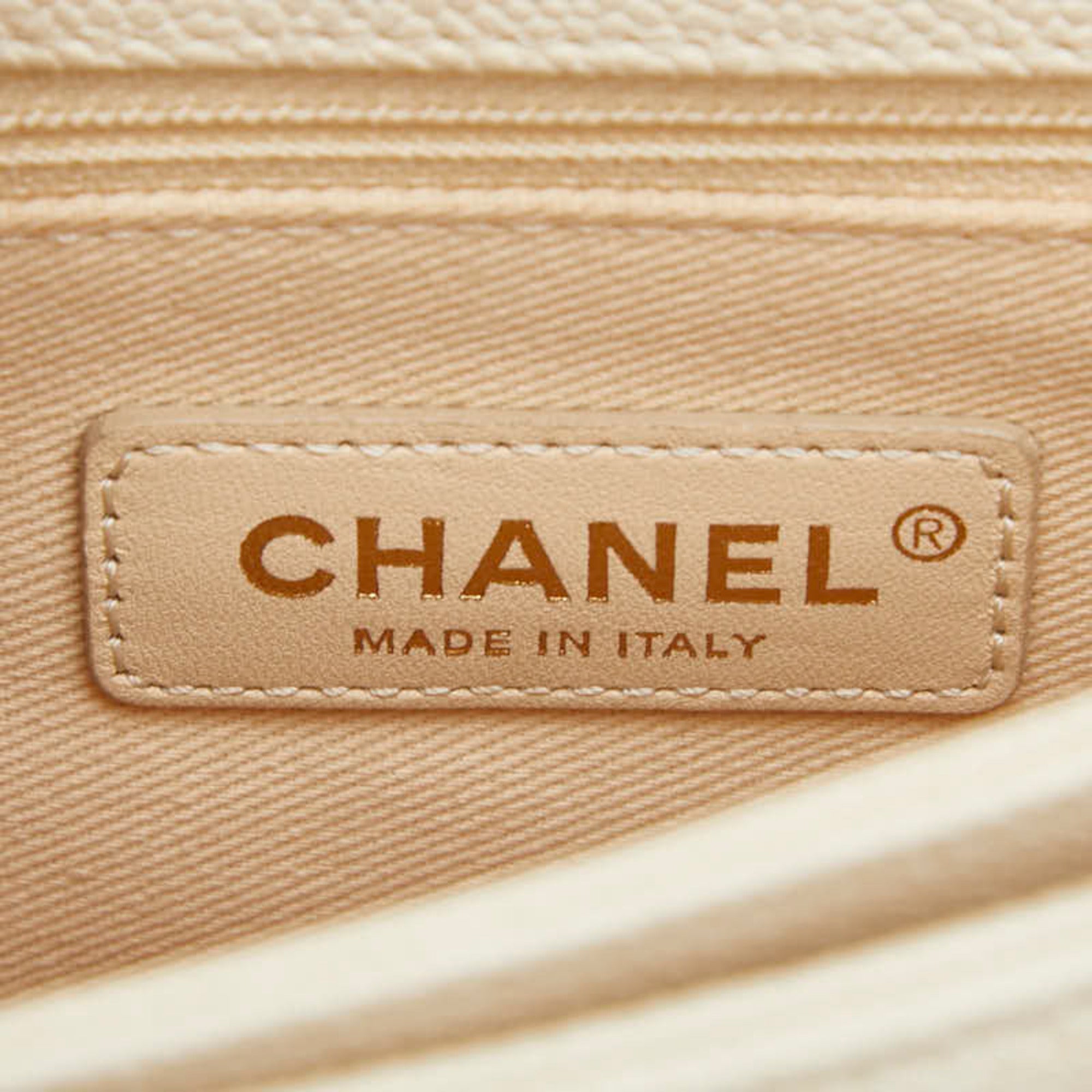 Chanel Beige Grained Calfskin Shopping Bag