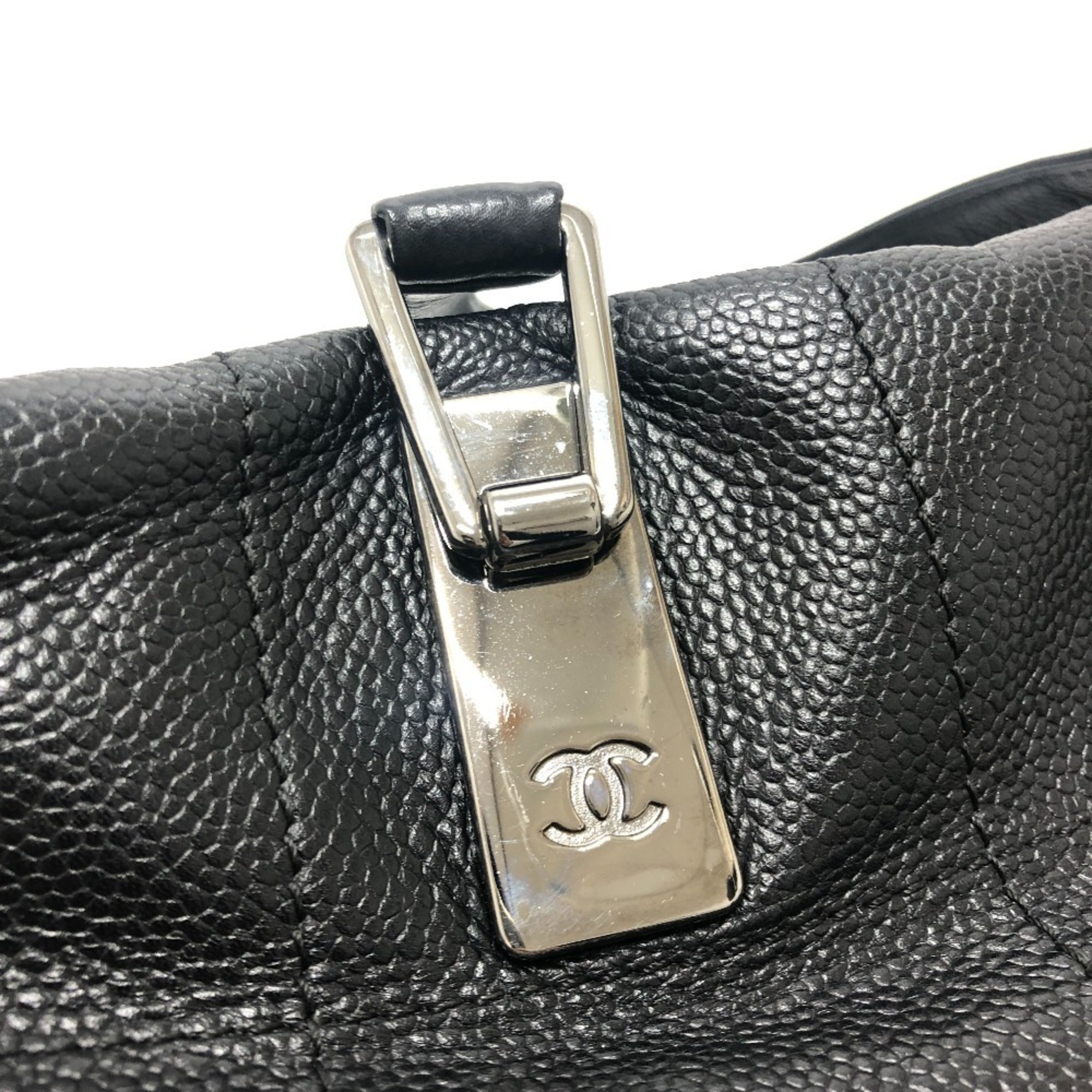 Chanel Black Grained Calfskin Boston Bag Handbag
