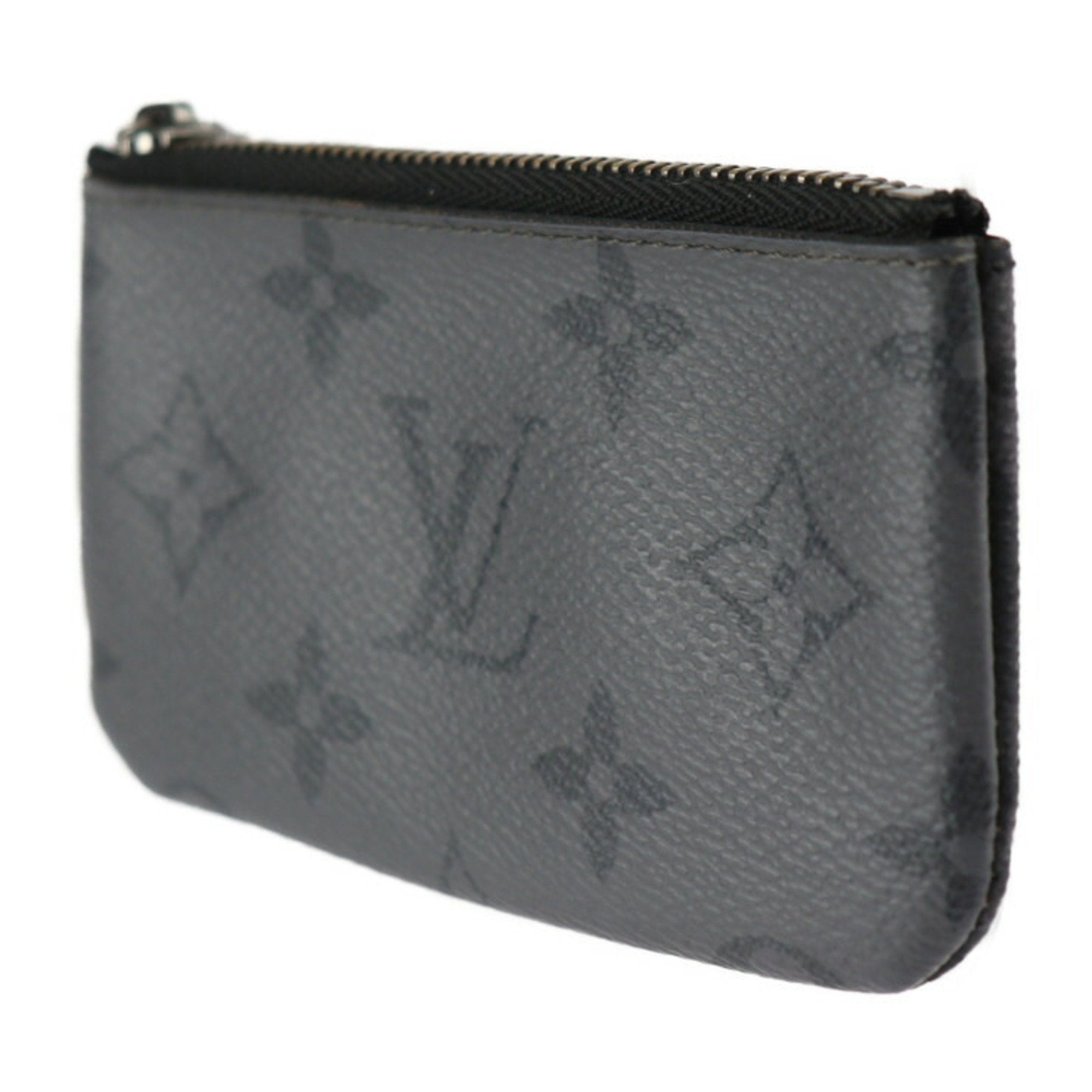 Louis Vuitton Black Gray Pvc Leather Coin Purse/Coin Case
