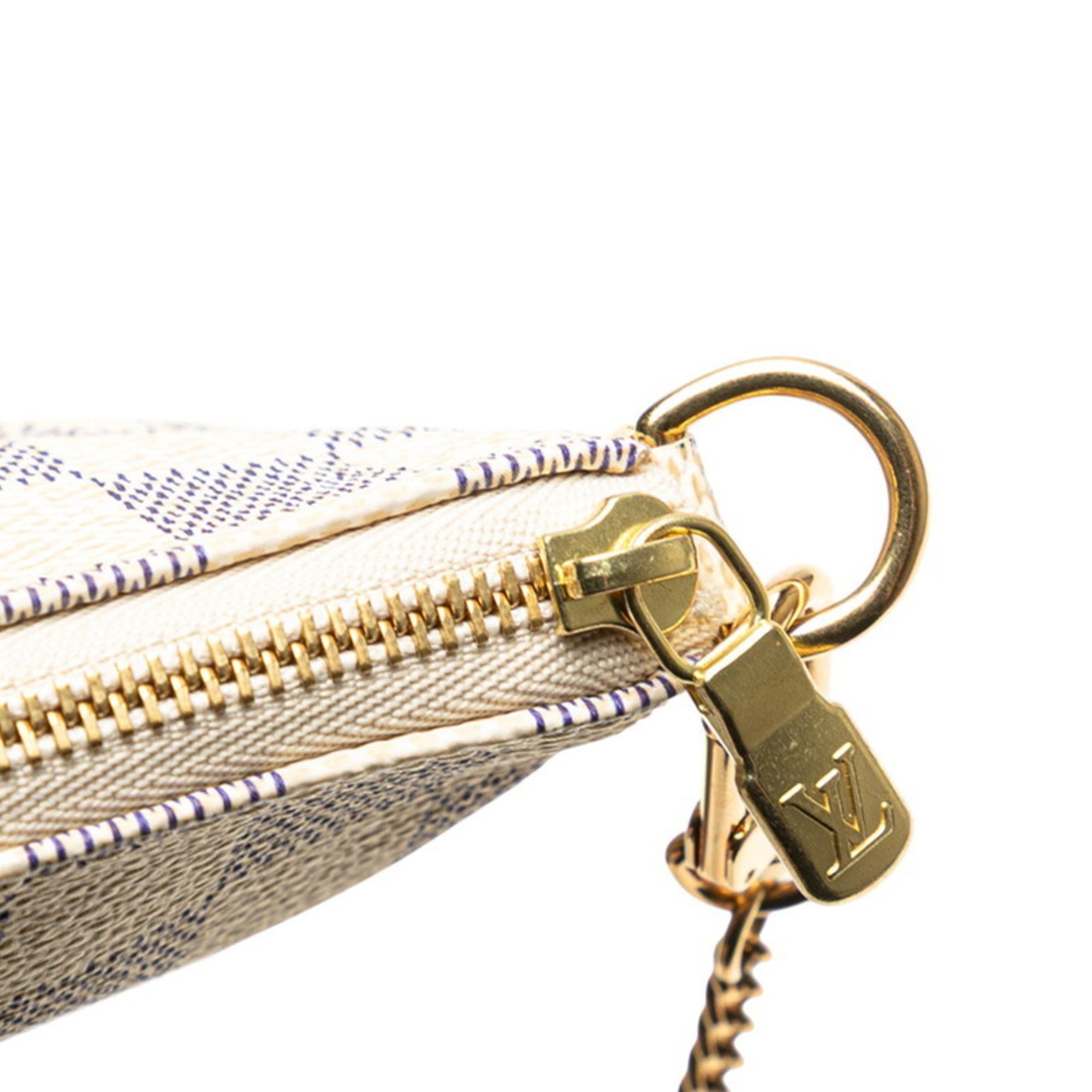 Louis Vuitton Damier Azur White Pvc Leather Handbag Pochette