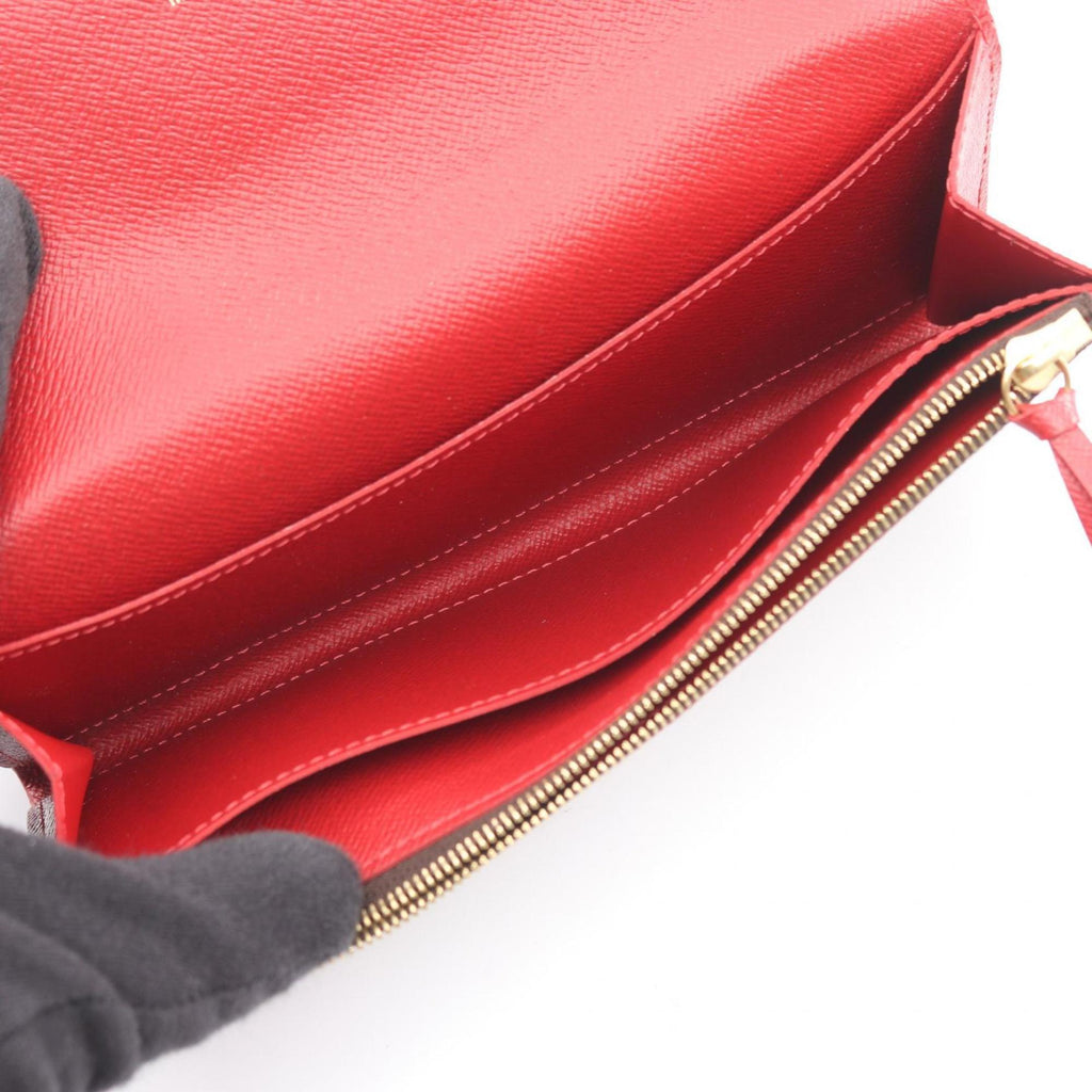Louis Vuitton Brown Cerise Ebene Red Color Damier Canvas Leather Pvc Long Wallet