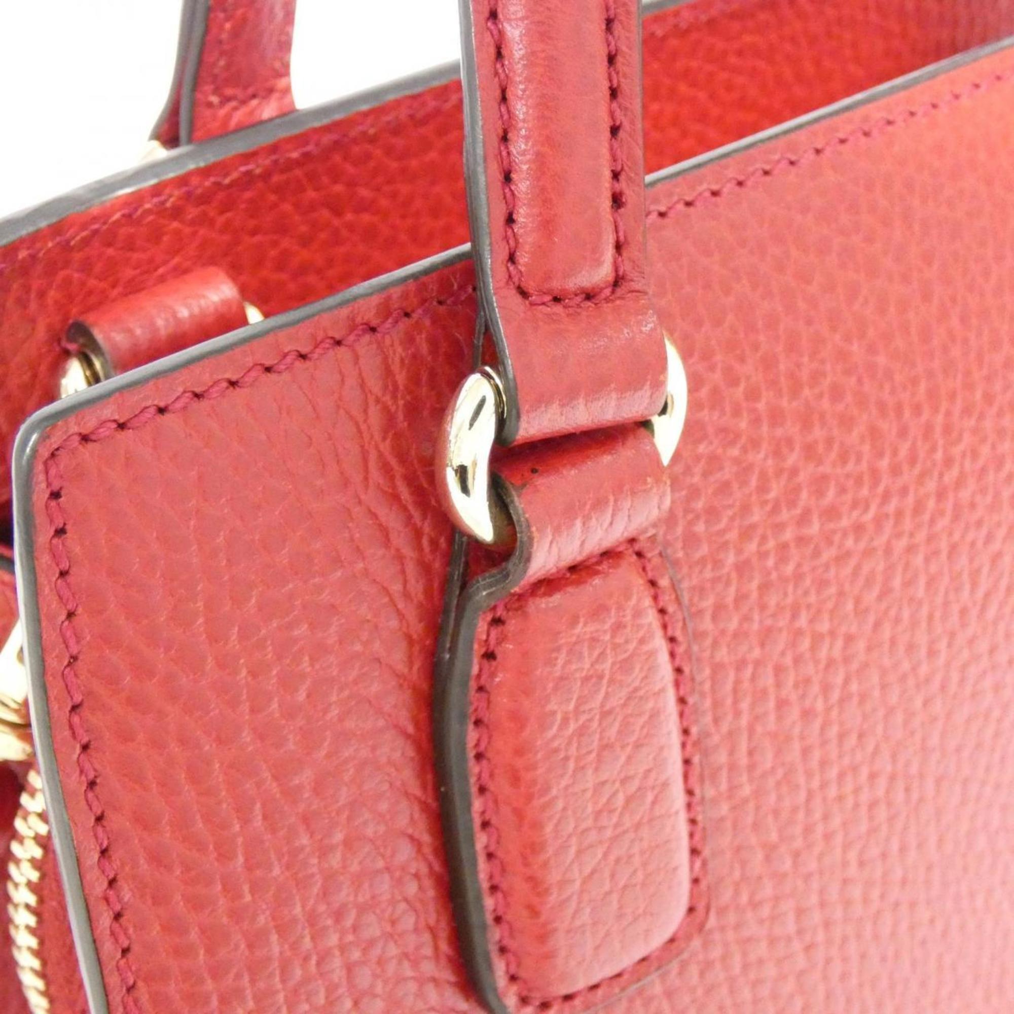 Gucci Red Color Leather Handbag (Pre-Owned)