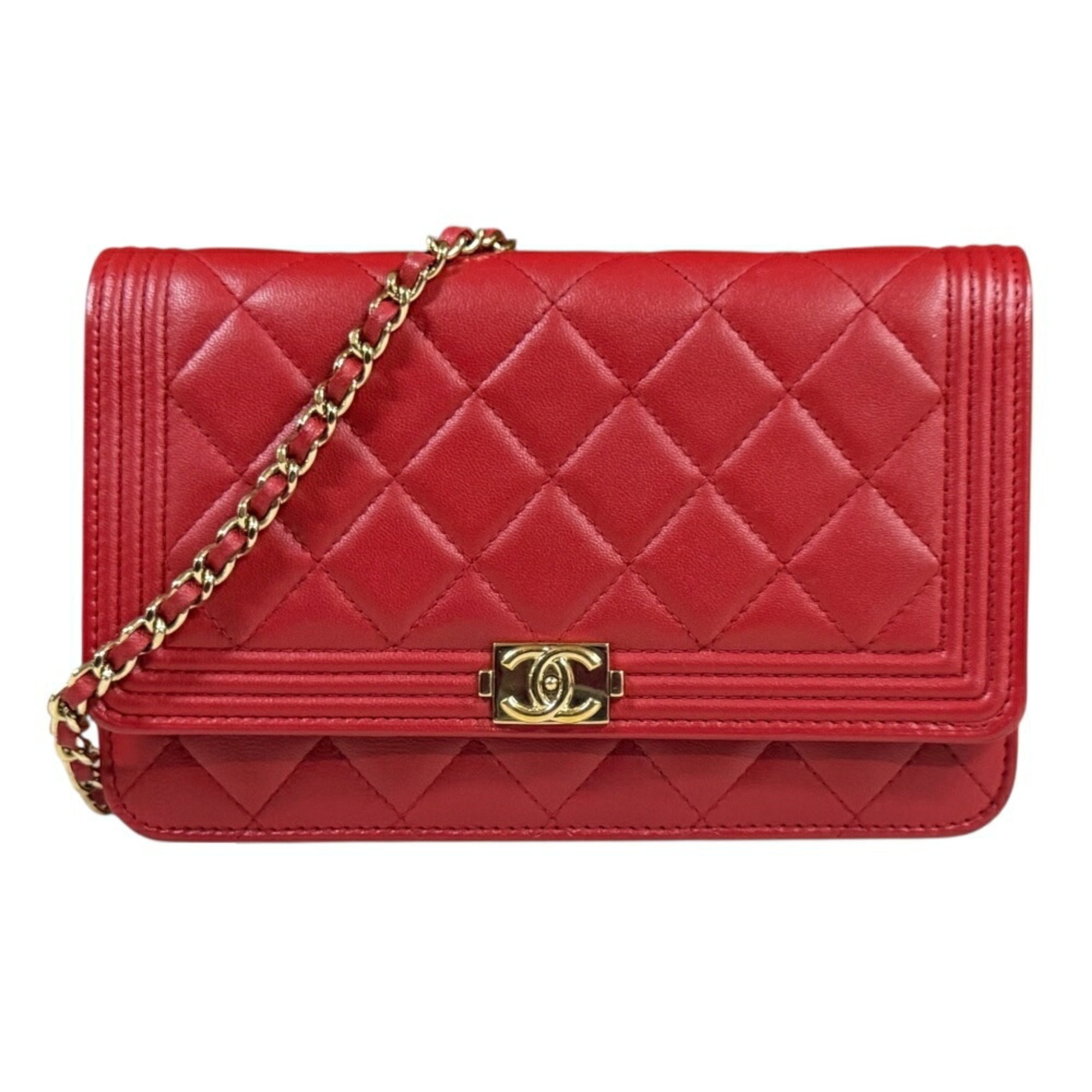 Chanel Boy Chanel Red Color Leather Shoulder Bag