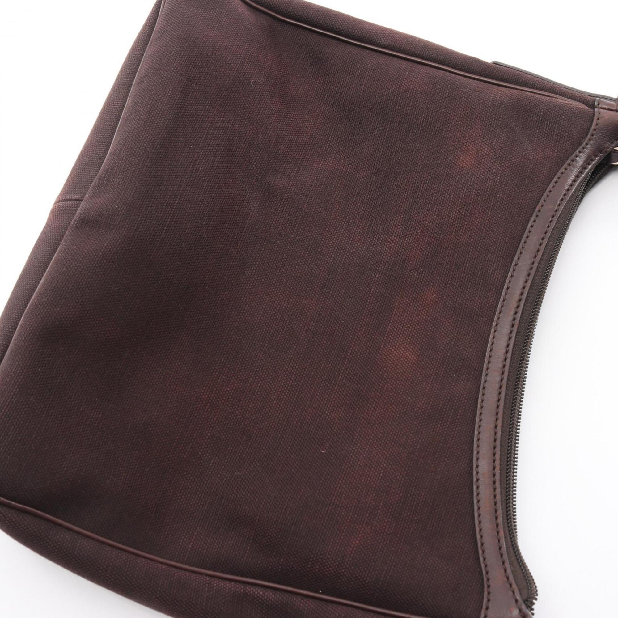 Gucci Brown Canvas Leather Handbag Shoulder Bag (Pre-Owned)