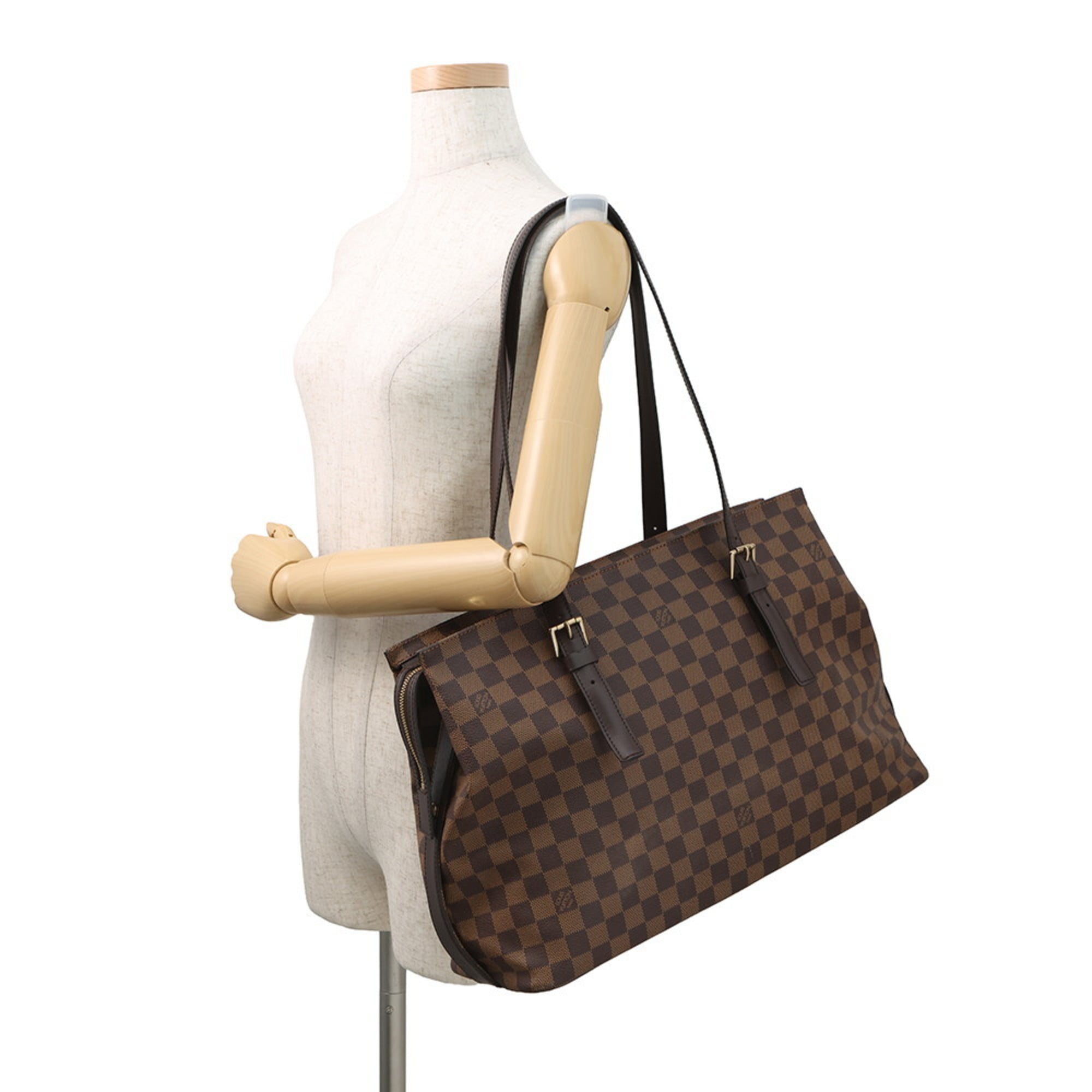 Louis Vuitton Damier Damier Canvas Ebene Red Color Shoulder Bag Tote Bag