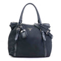 Prada Black Nylon Leather Handbag Shoulder Bag