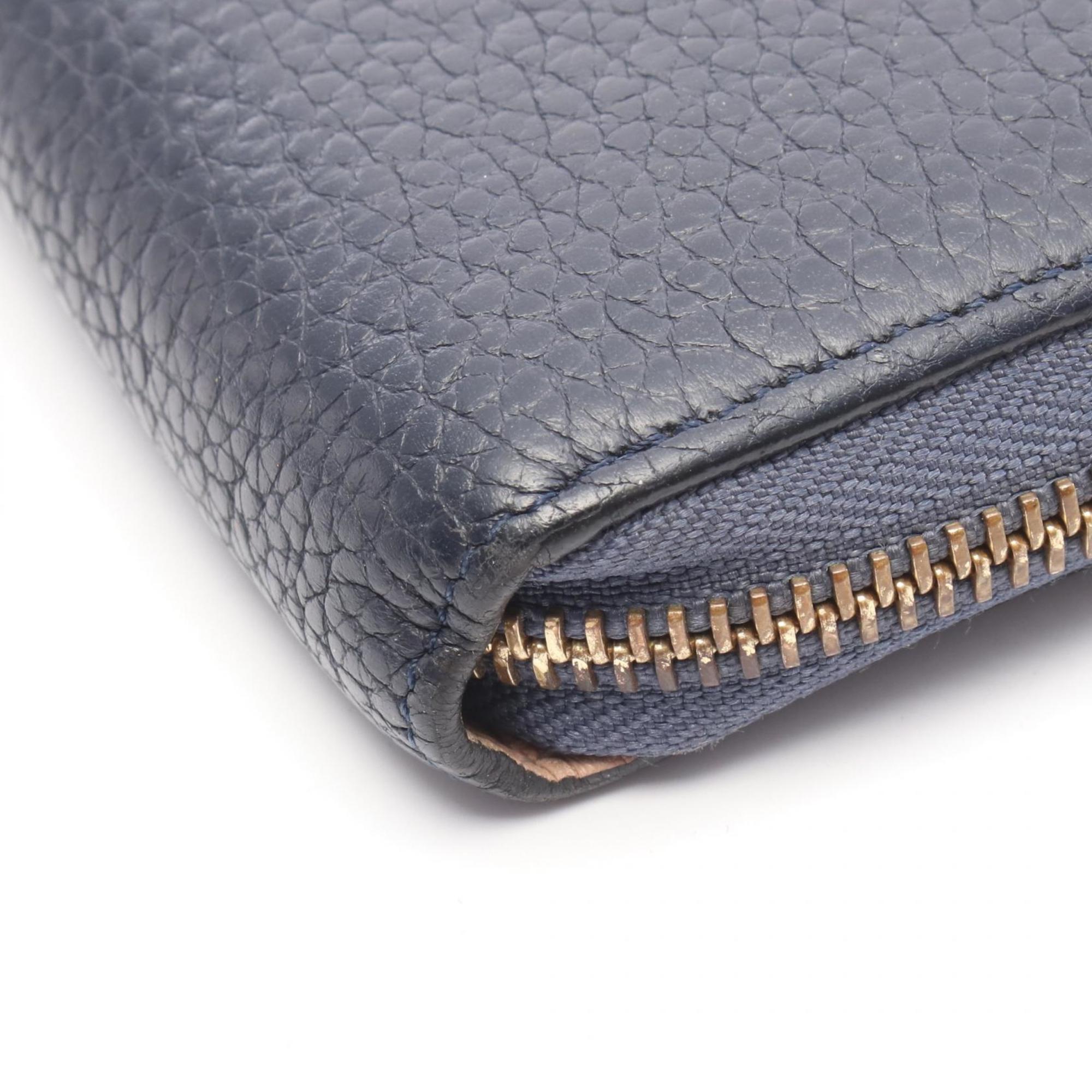 Louis Vuitton Navy Navy Blue Leather Long Wallet
