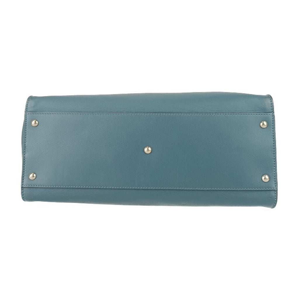 Fendi Peekaboo Blue Leather Handbag Shoulder Bag Tote Bag