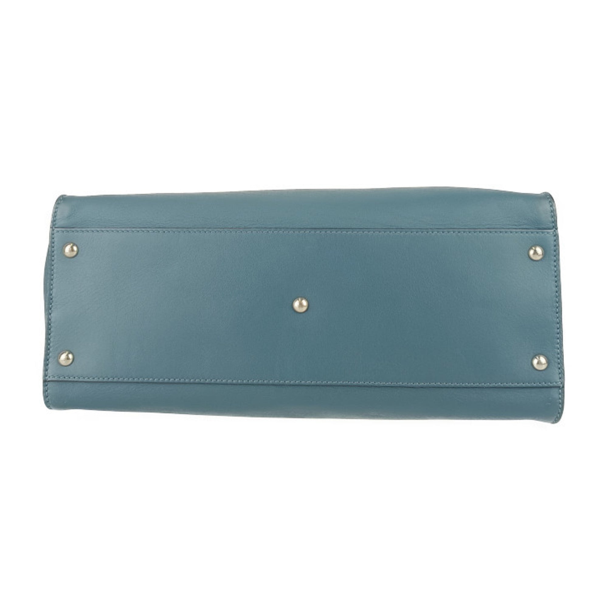 Fendi Peekaboo Blue Leather Handbag Shoulder Bag Tote Bag