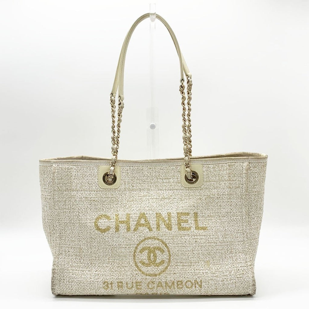 Chanel Beige Tweed Tote Bag