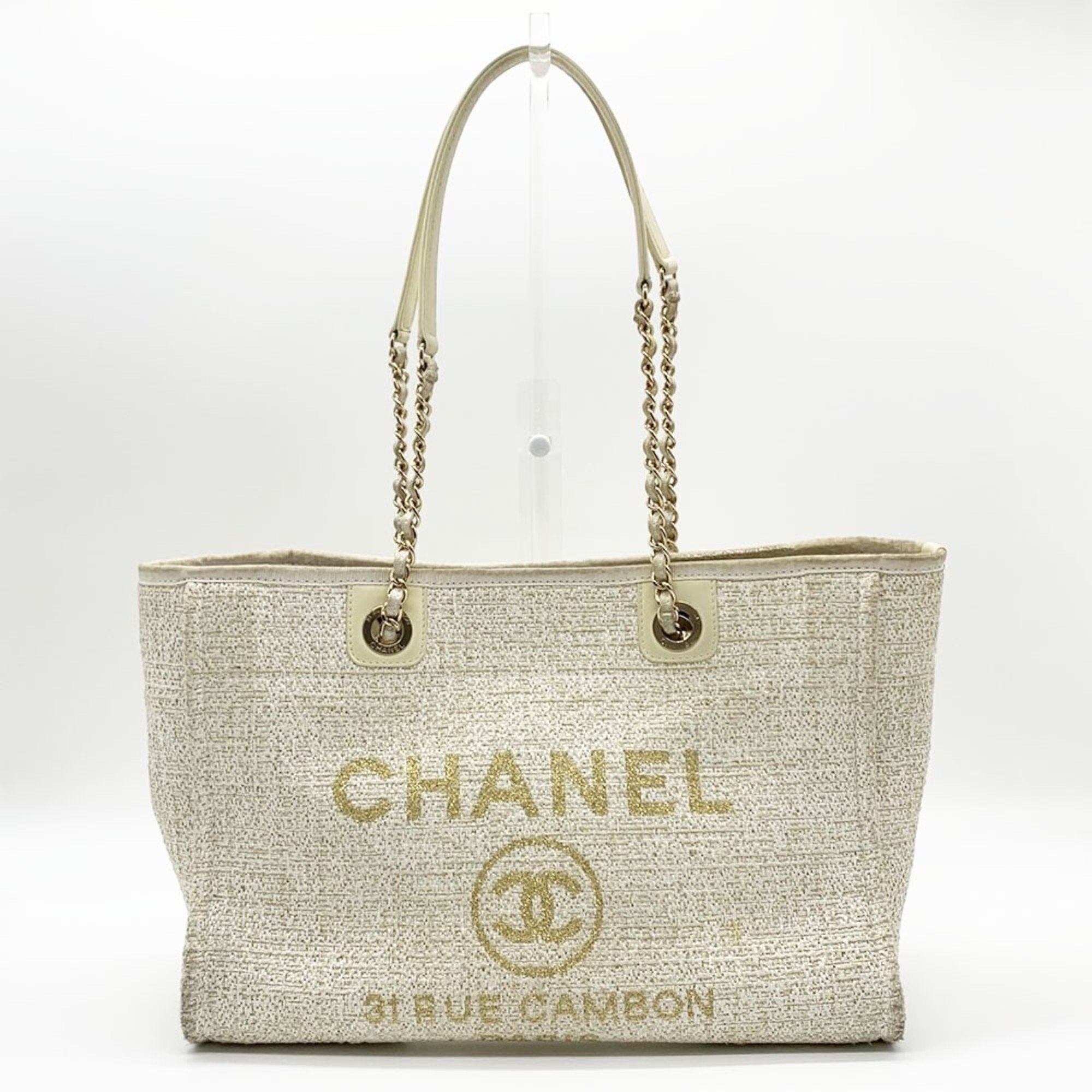 Chanel Beige Tweed Tote Bag